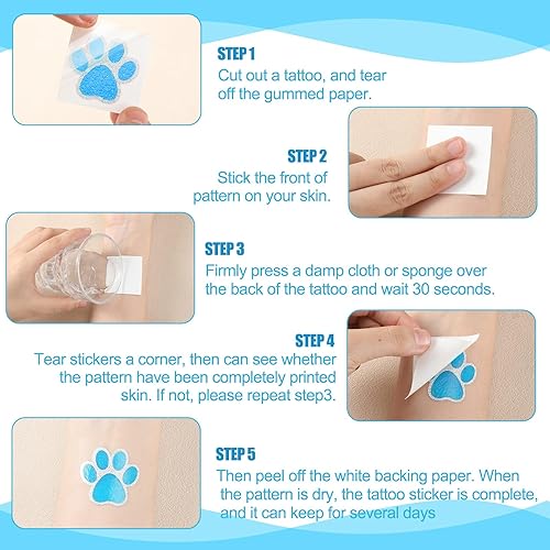 Blulu 25 Sheets 200 Pcs Paw Print Tattoos Temporary Dog Paw Glitter Tattoo Sticker Sparkly Small Stickers Removable Dog Stickers for Cheer Patrol Women Face Body Home Art Party Supplies(Purple)(Blue)