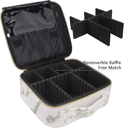 Miniatura 3 de Relavel Makeup Bag with LED Mirror, Travel Makeup Case with Rechargeable Lighted Mirror 3 Color Lights, Dual Layer Cosmetic Box Makeup Brush