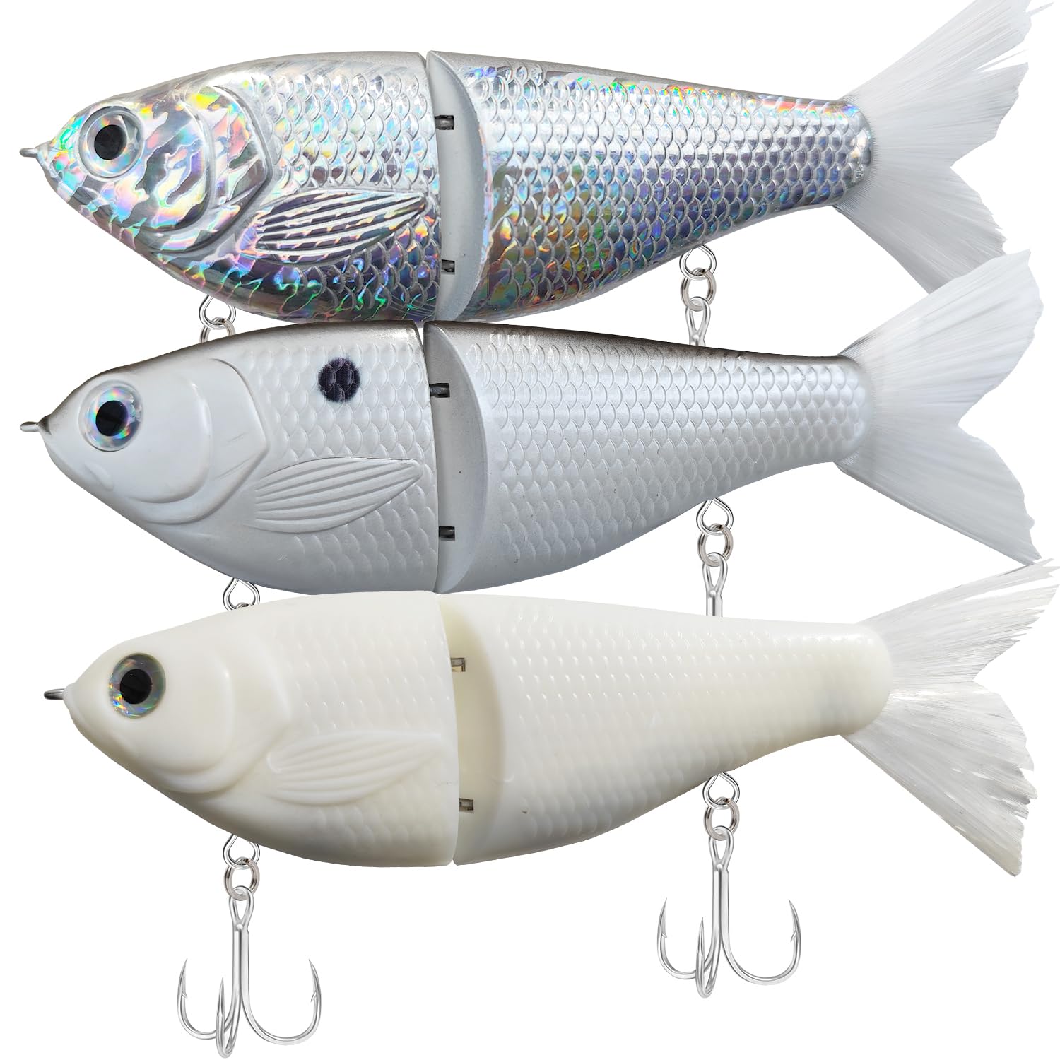 HADORAM Lure Slow Sinking Glide Bait with Fur Tail Lifelike Fishing Tackle for Trout Shad Bass Musky (6.7in-3Pcs)