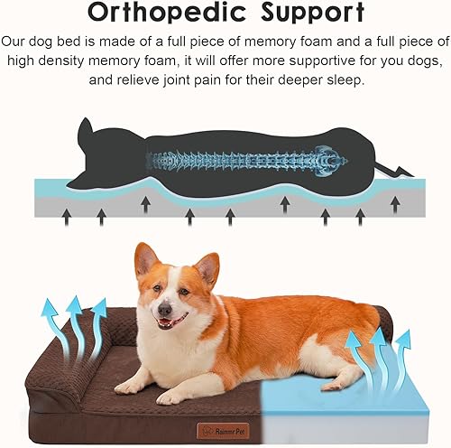 Miniatura 5 de Cama ortopédica para perros de tamaño mediano, cama de espuma viscoelástica de 35 x 23 x 6 pulgadas para perros medianos, funda extraíble lavable,