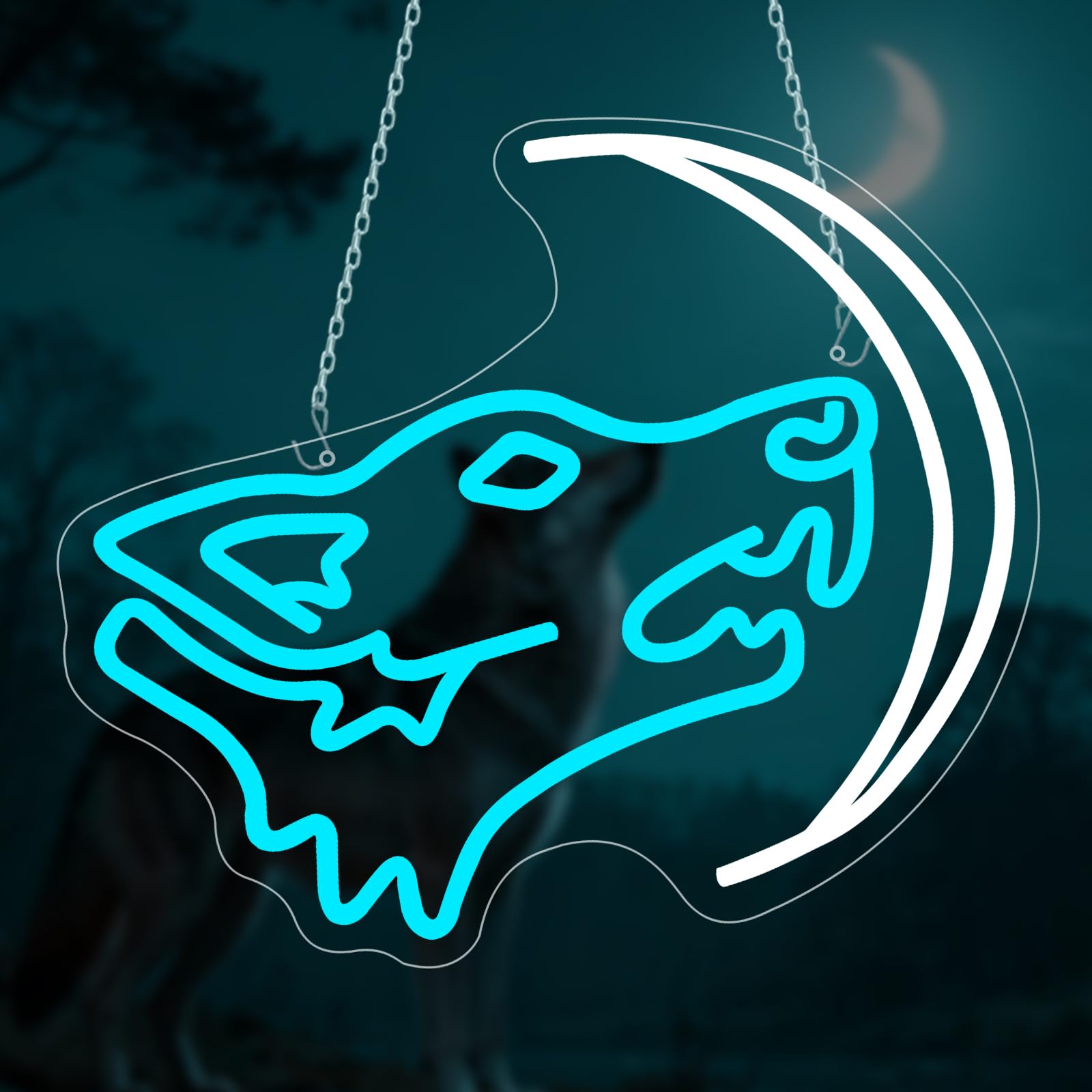 Wolf Neon Schild Blaue Wolfskopf Mond LED Schild Tier Neon Schild für Wanddekoration Neon Licht für Bier Pub Mann Höhle Restaurant Party Geburtstag Geschenk Dekor für Jungen Männer
