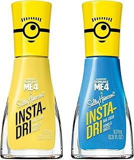 Sally Hansen Insta-Dri Despicable Me Nail Polish | Quick Dry, Long Lasting, Streak-Free Shine | Opaque, Shimmery | 770 Hella Yella + 773 Blue Over | Bright Yellow & Royal Blue Nail Duo.