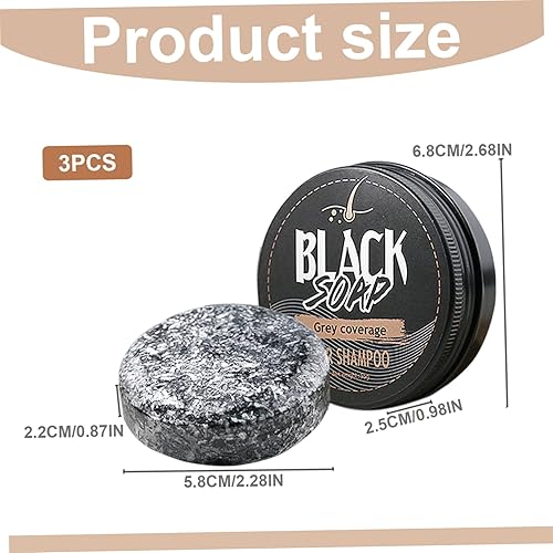 Miniatura 6 de Champú para cabello gris para mujeres, 3 piezas de barra inversa de cabello gris, 1.94 oz de jabón negro para cabello gris, ingredientes naturales,