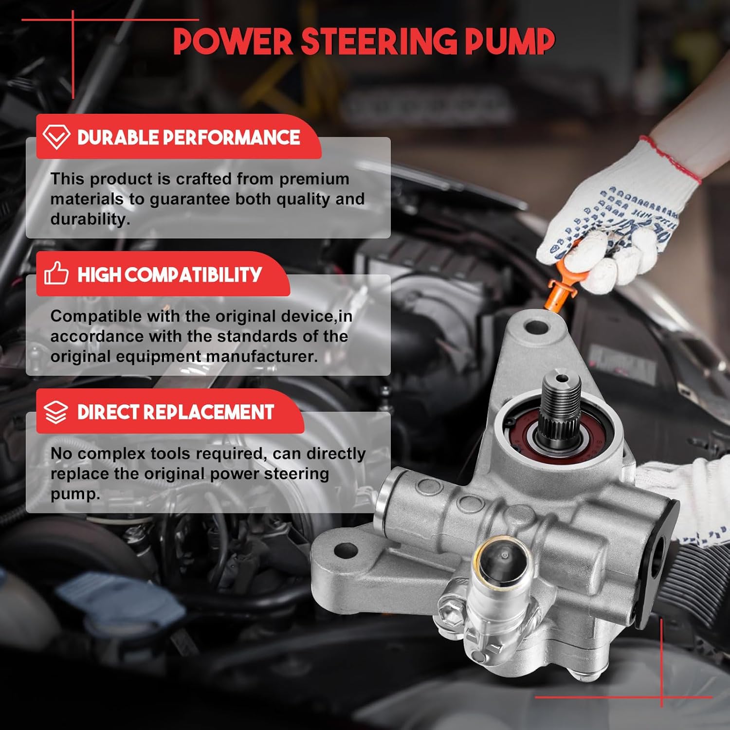 21-5993 56110-P8C-A01 Power Steering Pump Fit 1998-2002 for Honda for Accord 1999-2004 for Honda for Odyssey Power Steering Pump Pulley kit