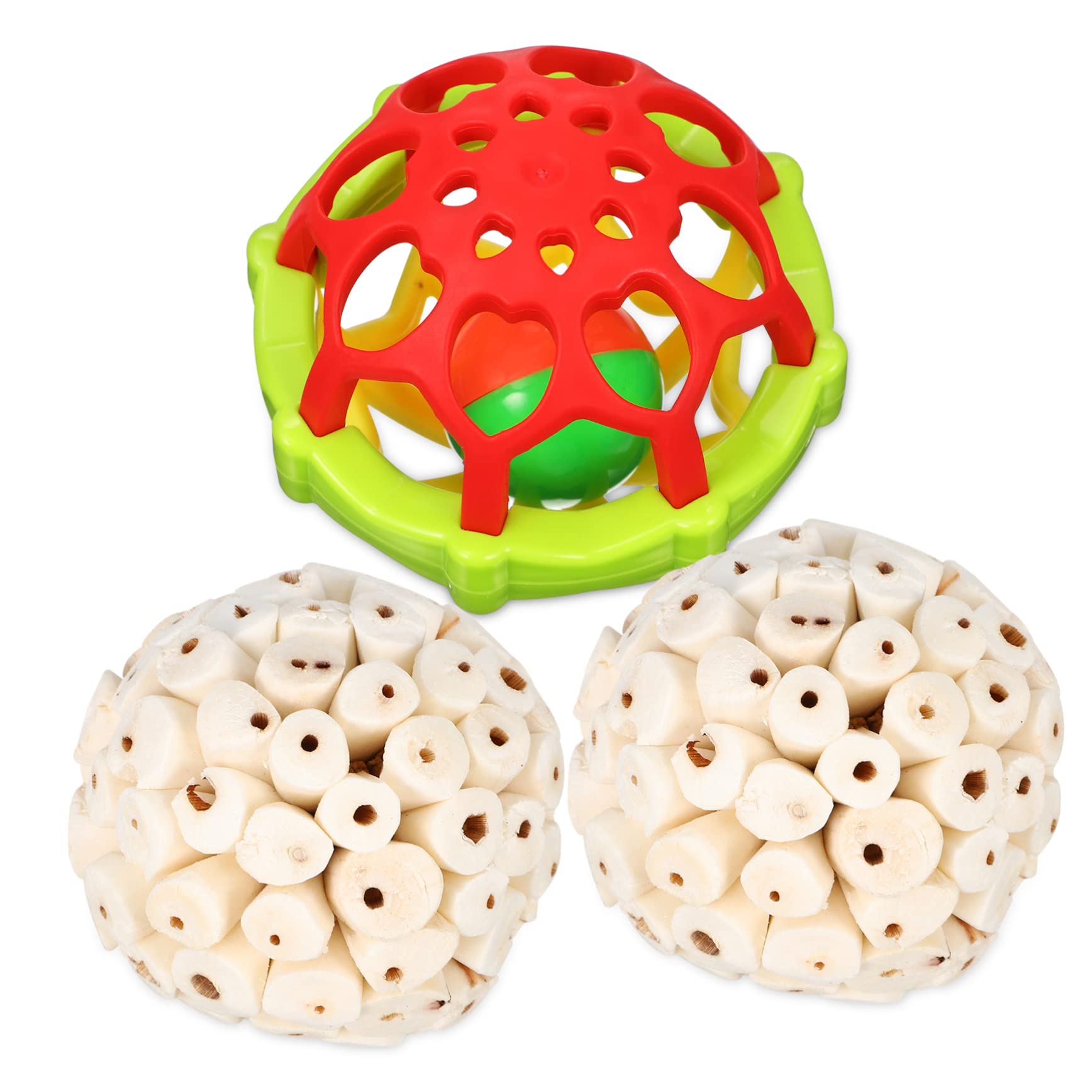 BESPORTBLE 15pezzi Pz Giocattoli Masticabili Per Uccelli Palline Naturale e Gomma Morbida Per Pappagalli e Canarini Accessori Per Gabbia Divertenti e Resilienti