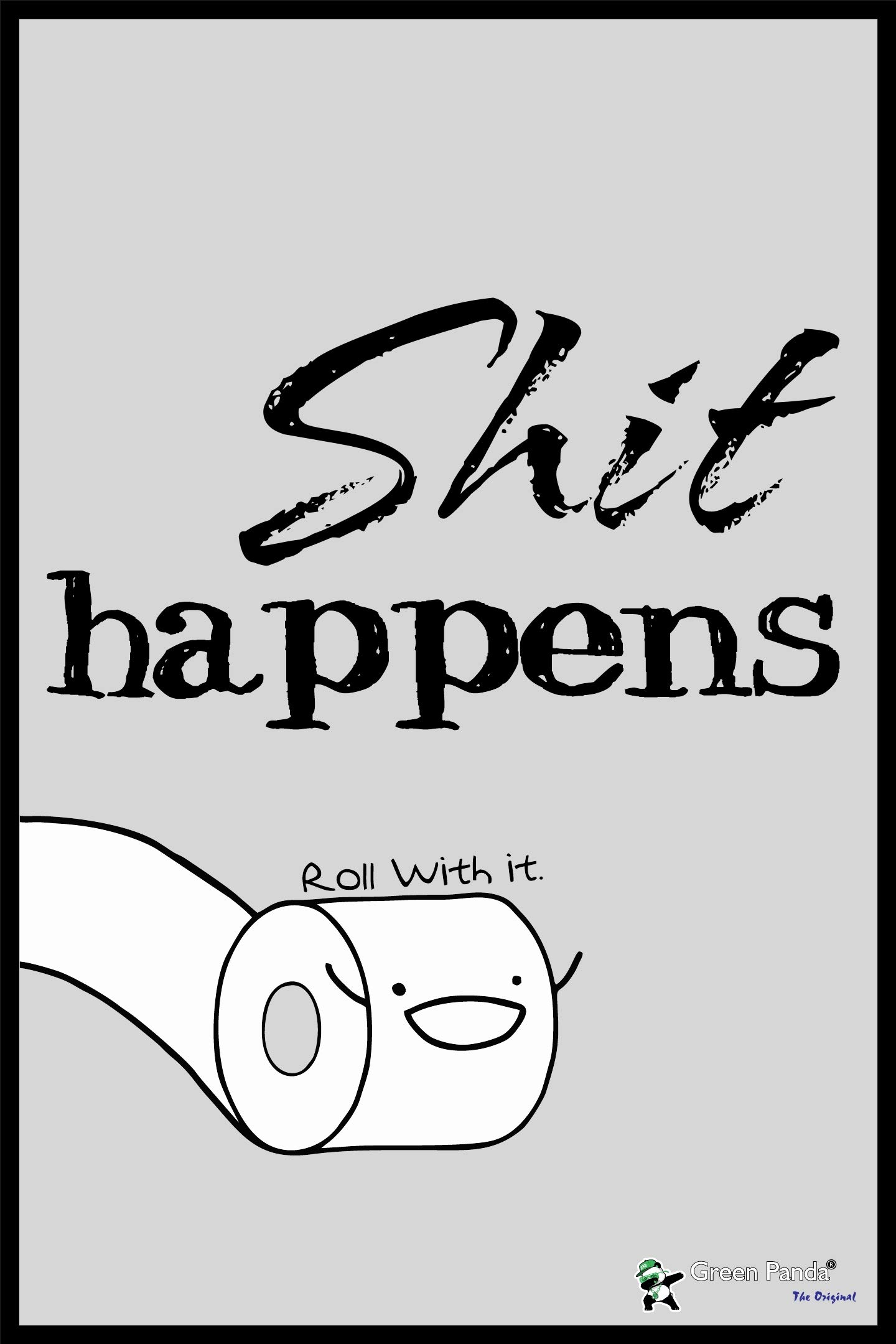 Green Panda Funny Posters for Bathroom Walls, Doors, Accessories (12x18 Inch, White)