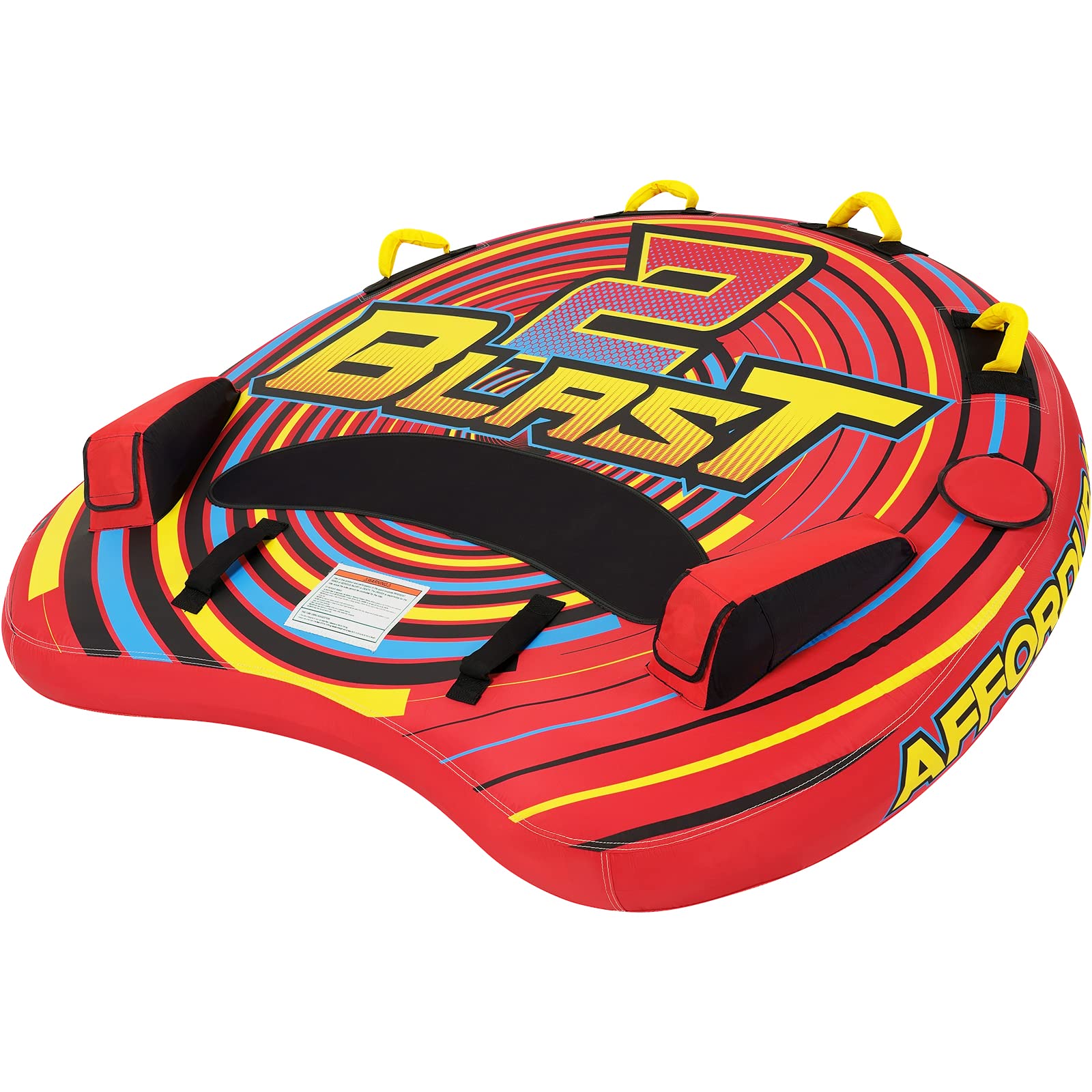 Affordura Water Tubes with Fins 67in Towable Tubes for Boating, Boat Tubes and Towables 2 People with Quick Connector and Storage Bag (Red, 2 Person Tube)