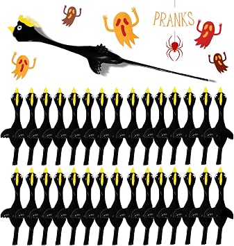 Slingshot Chicken Rubber Chicken Flick Chicken Flying Chicken Flingers Stress Gag Toys, Rubber Chicken Slingshot Funny Christmas Stuffers Easter Chicks Novelty Gifts for Kids Black Yellow 30 Pcs