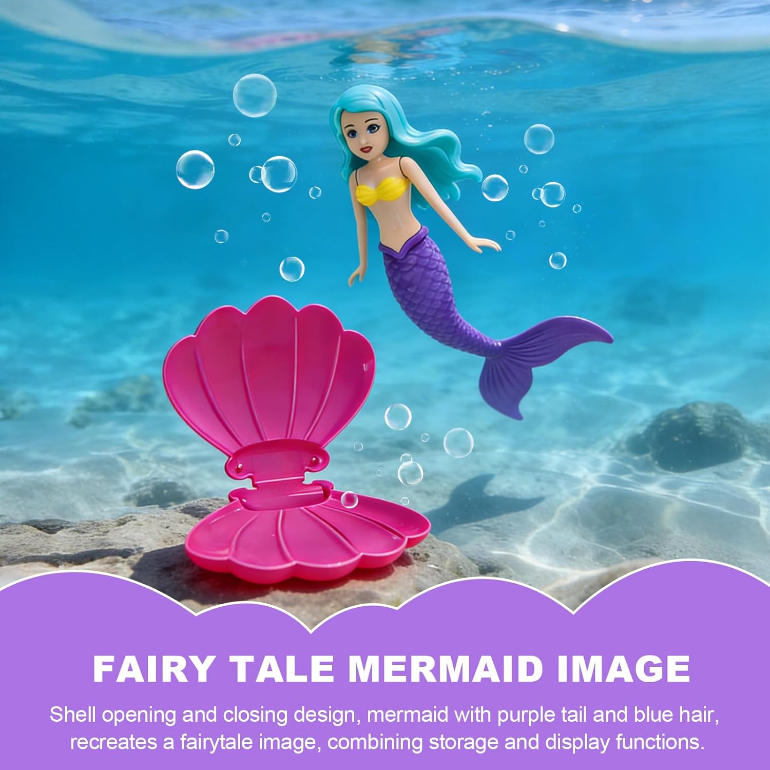 Mermaid Pool Toy Shell, Funny Swimming Toy, Diving Toy for Children, Summer Water Toy, Spider Princess Water Game, Floating Shell as a Gift (Purple)