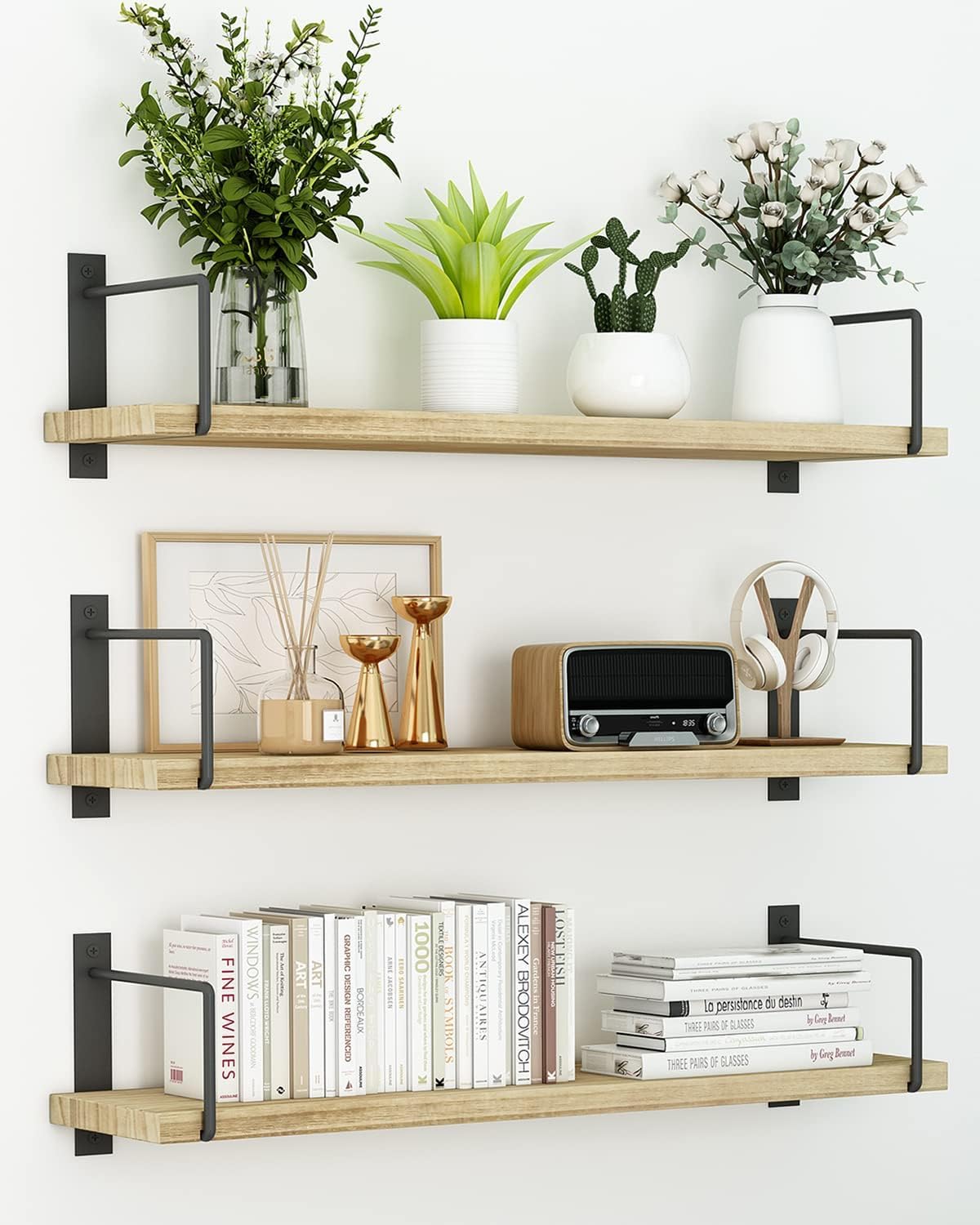 Lippan� 16-Inch Rustic Wood Floating Shelves Set Wall Mounted Storage for Living Room D�cor (B0CZ49L7HP) Amazon Price History, Amazon Price Tracker