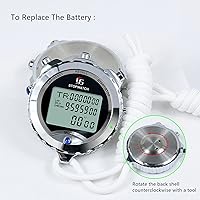 Vista 4 de cronómetro con retroiluminación, cronómetro de metal de 100 vueltas para deportes con alarma, temporizador de cuenta regresiva de 0.01 segundos