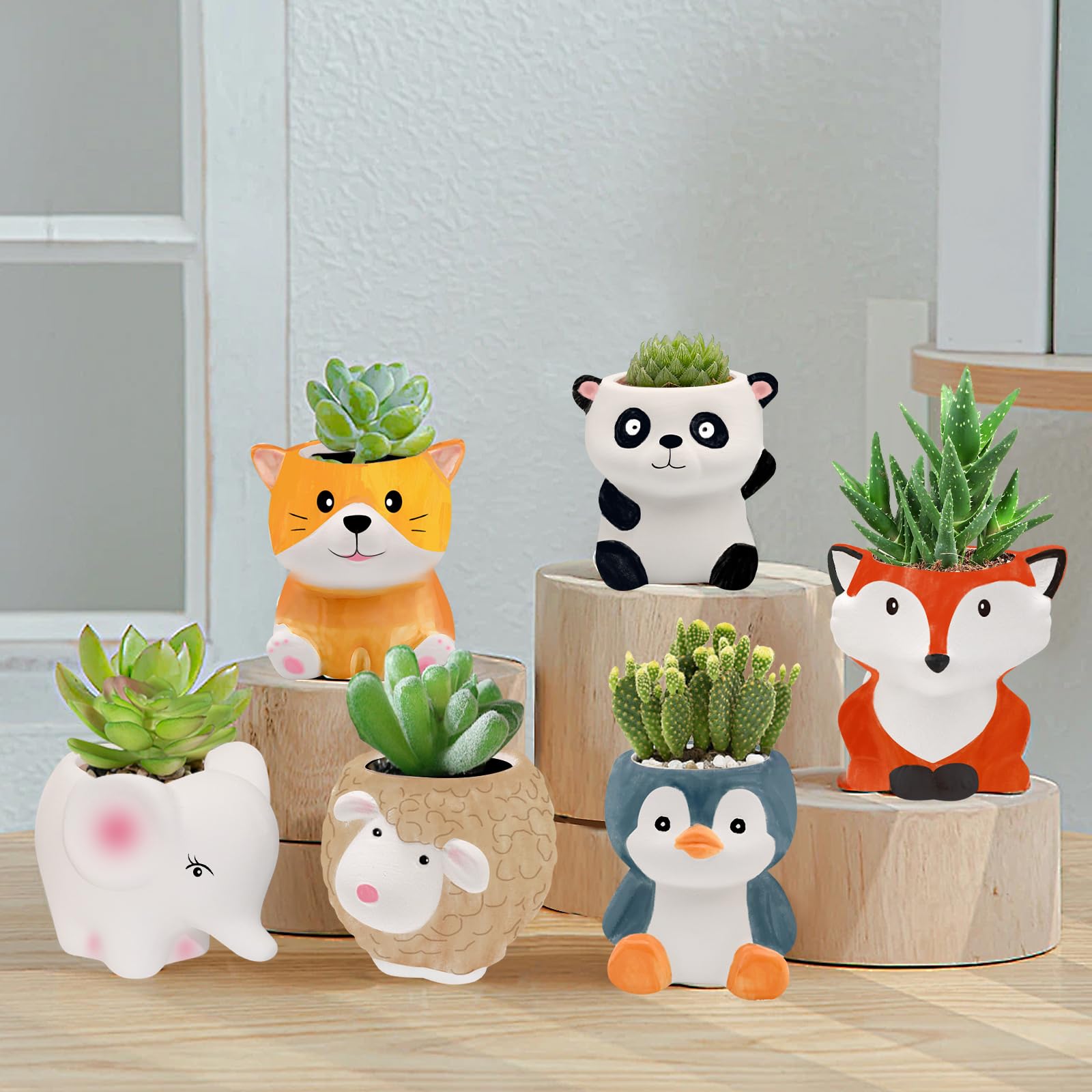 BLOSSOMLIFE Tier Pflanzgefäß Baby-Elefant - Mini Keramik Topf Für Sukkulenten | 8,5x7,5x6,75cm