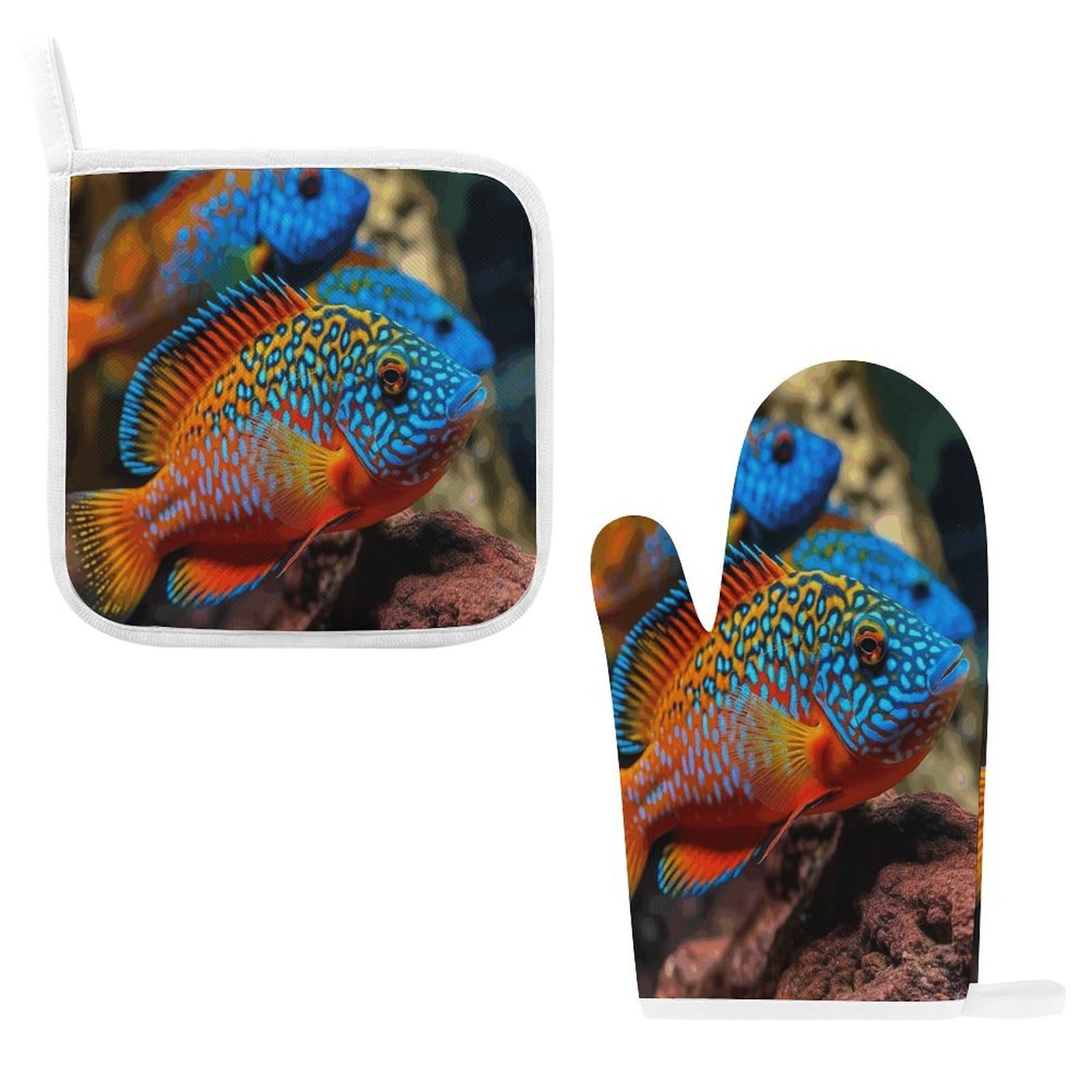 Fodpand Style Fish Swimming In The Water Oven Mitts And Pot Holders Sets