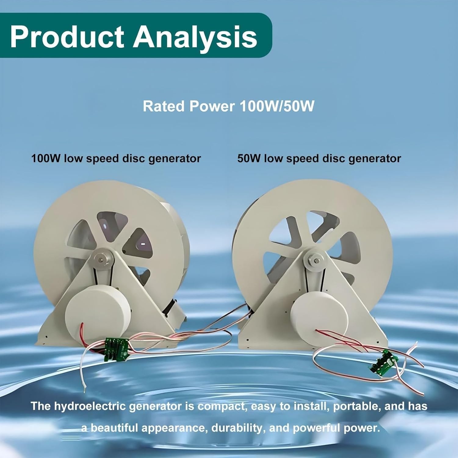 Generador hidroeléctrico miniturbo de Agua, 50W, 50W