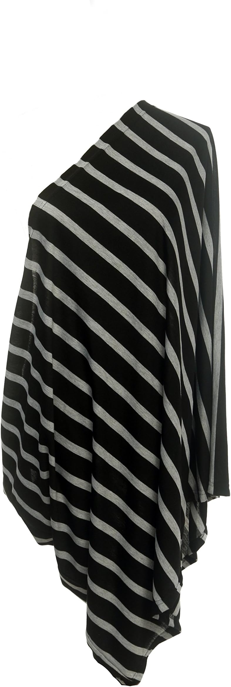 50/50 Cotton Poly Infinity Nursing/Breastfeeding Scarf (Stripes Black & Grey)