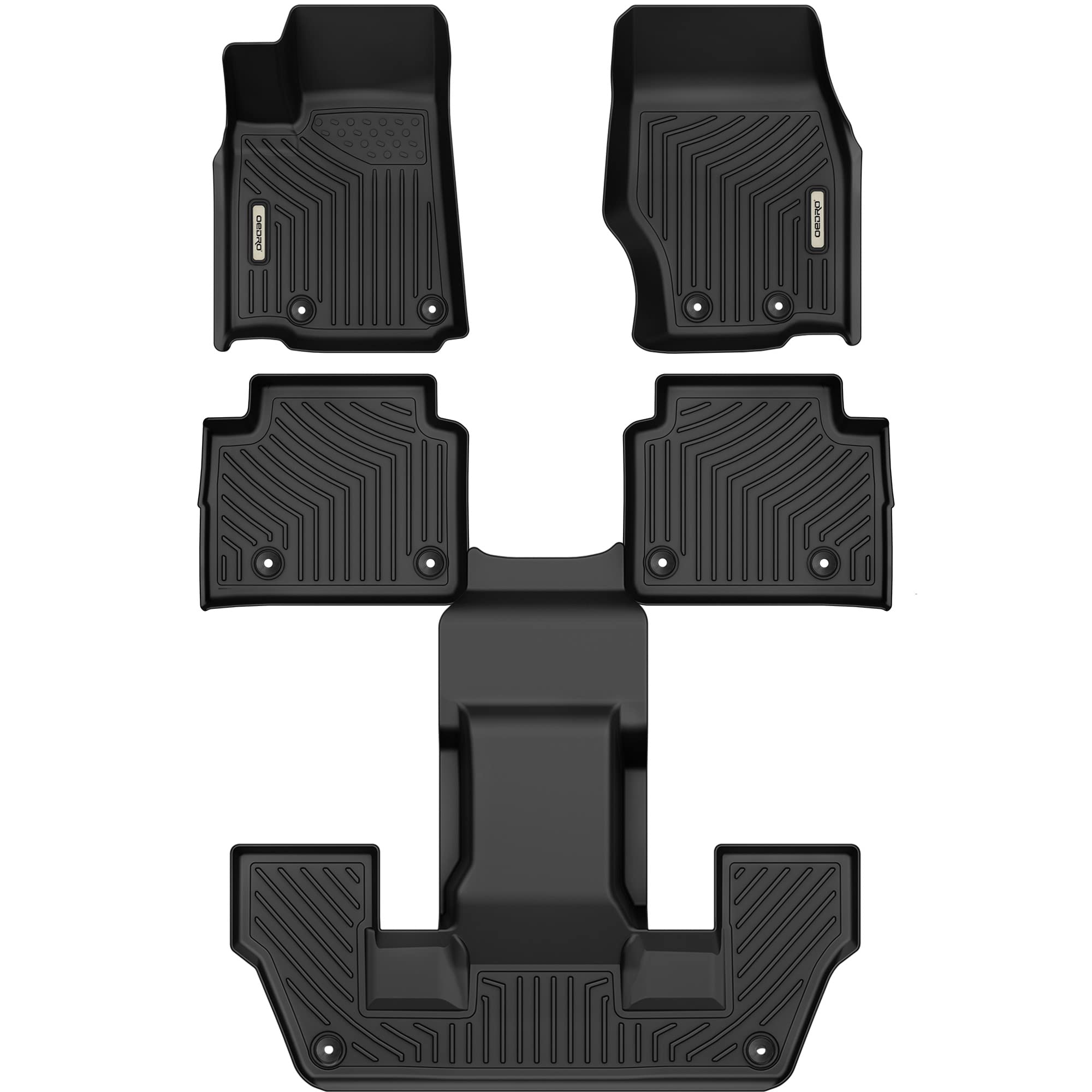 Photo 1 of OEDRO Floor Mats 3 Row Liner Set Compatible with 2021-2023 Jeep Grand Cherokee L (ONLY for 6-Passenger Without Center Console), Unique Black TPE All-Weather Guard Floor Liner Grand Cherokee L 3 Rows