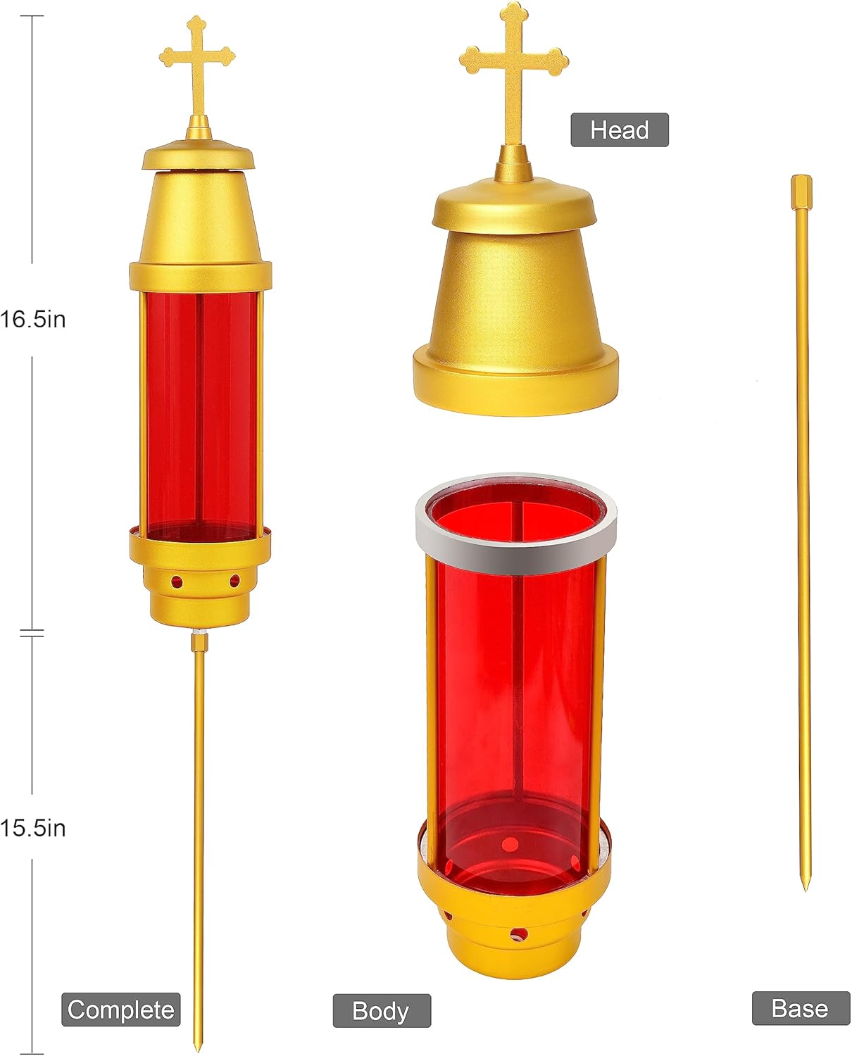 Cemetery Light Candle Holder,Greek Cross Memorial Lantern,Grave Markers for Cemetery for Humans,Cemetery Decorations for Grave,red(Not Included Candle) - Image 6