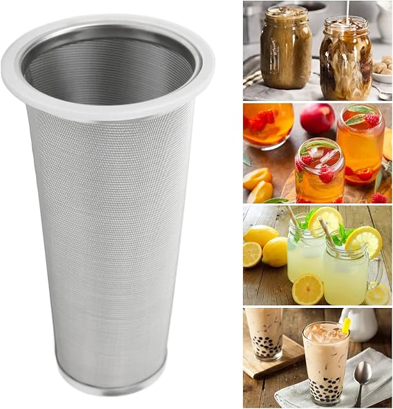 Cold Brew Coffee Filter for Wide Mouth Mason Jar Food Grade 304 Stainless Steel, Ultra Fine Mesh Tea and Fruit Infuser Iced Coffee Tea Maker (8 * 15cm)