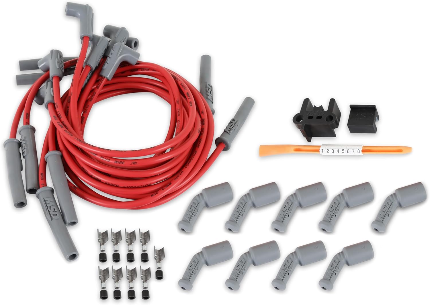 MSD 32079 Super Conductor Spark Plug Wire Set, Red