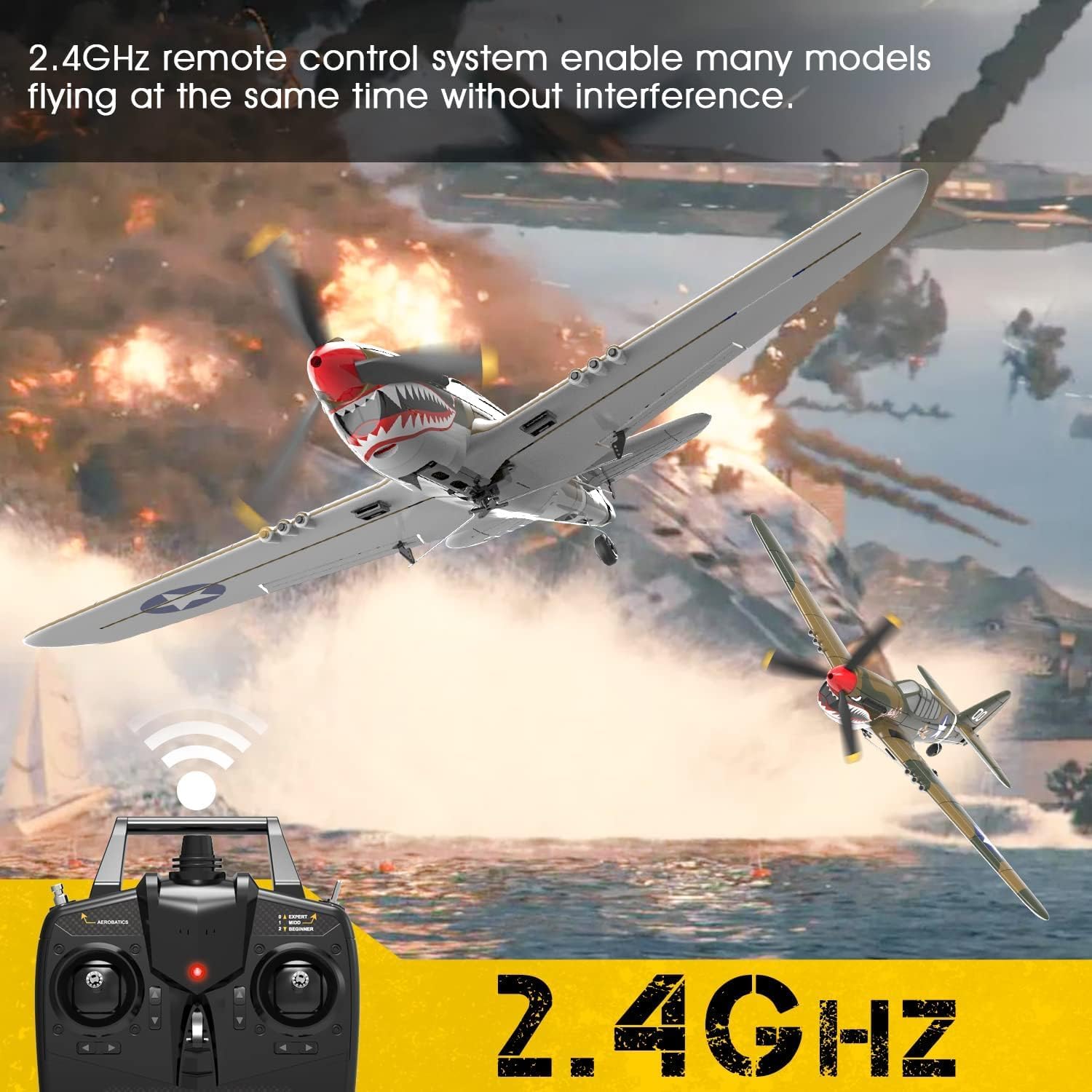 RC Plane for Beginners, 4CH WWII RC Airplane P40 Warhawk with Aileron, 2.4Ghz Remote Control Plane with Xpilot Self Righting&One Key Aerobatic, Gifts for Adults (761-13 RTF)