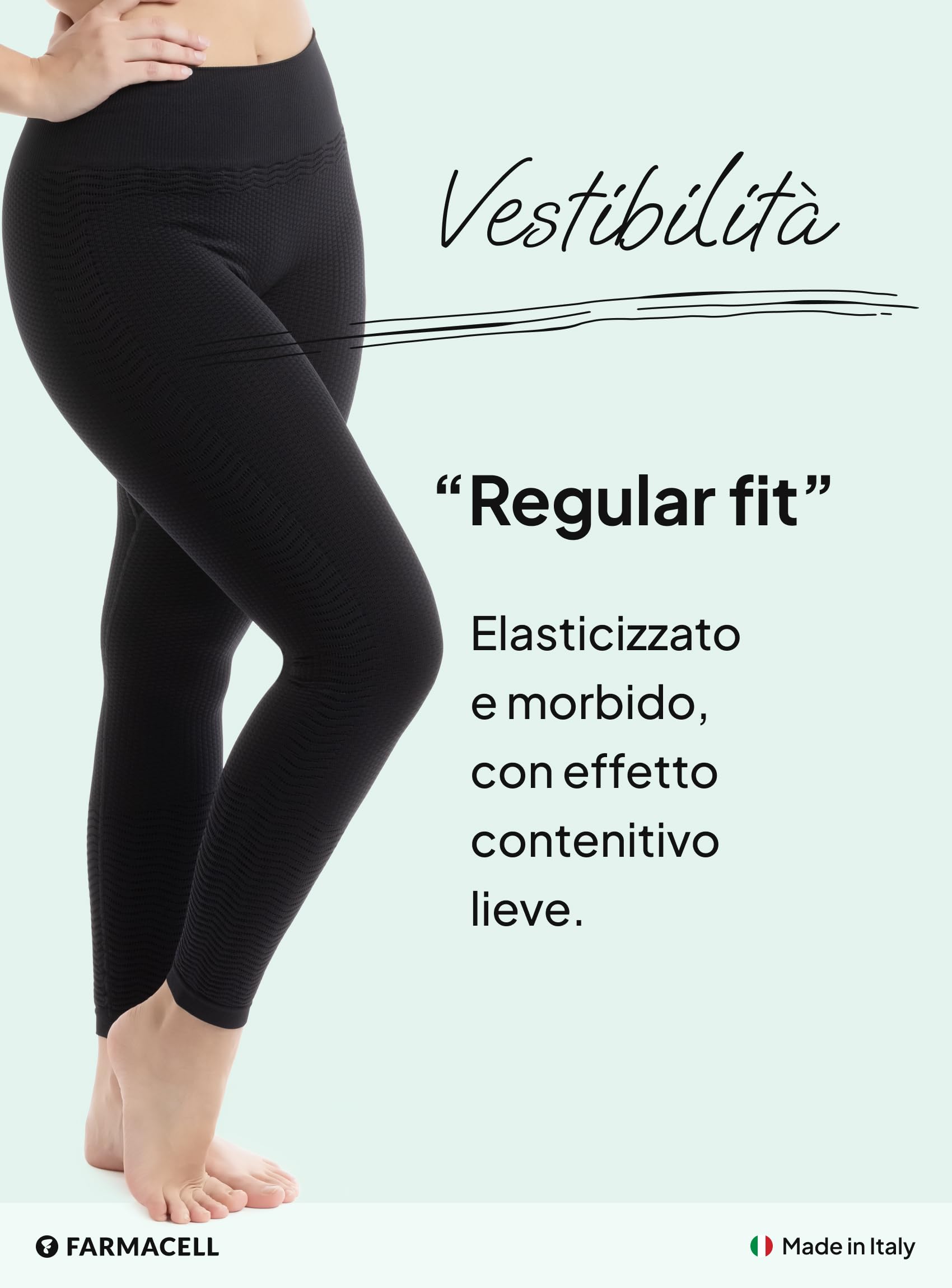 FarmaCell Leggings Anticellulite Donna Massaggiante con Effetto Fir, Made in Italy, 1109