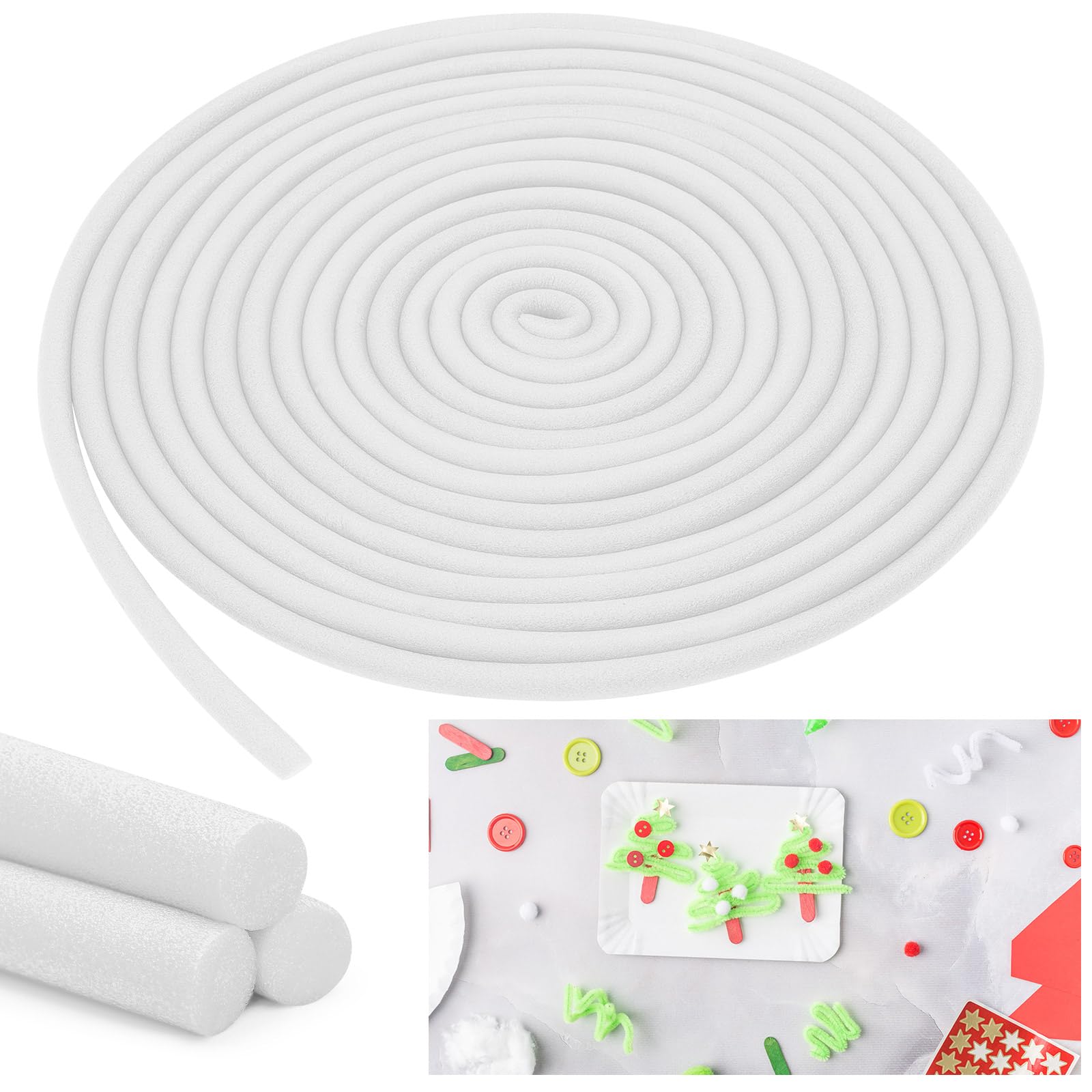 Frienda 5/8 Inch x 40 Ft White Foam Noodles for Crafts Pool Noodles Rods