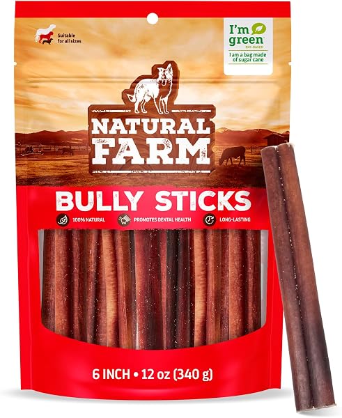 Natural Farm Odor-Free 6 Inch Bully Sticks for Dogs
