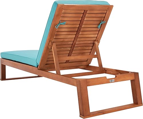 Miniatura 9 de SAFAVIEH Outdoor Collection Solano (PAT7024Q) - Tumbona ajustable para patio, madera maciza y azul aguamarina