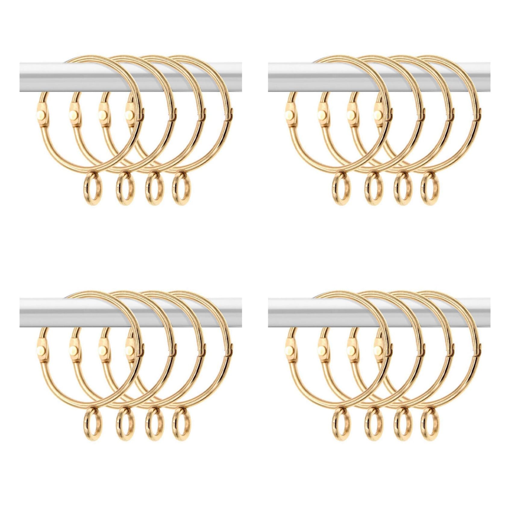 Vjsujehgy 80 Pcs Openable Gold Curtain Rings Open and Close Metal Rustproof Drapery Loops with Eyelet for Hook Pins (1.5 Inch)