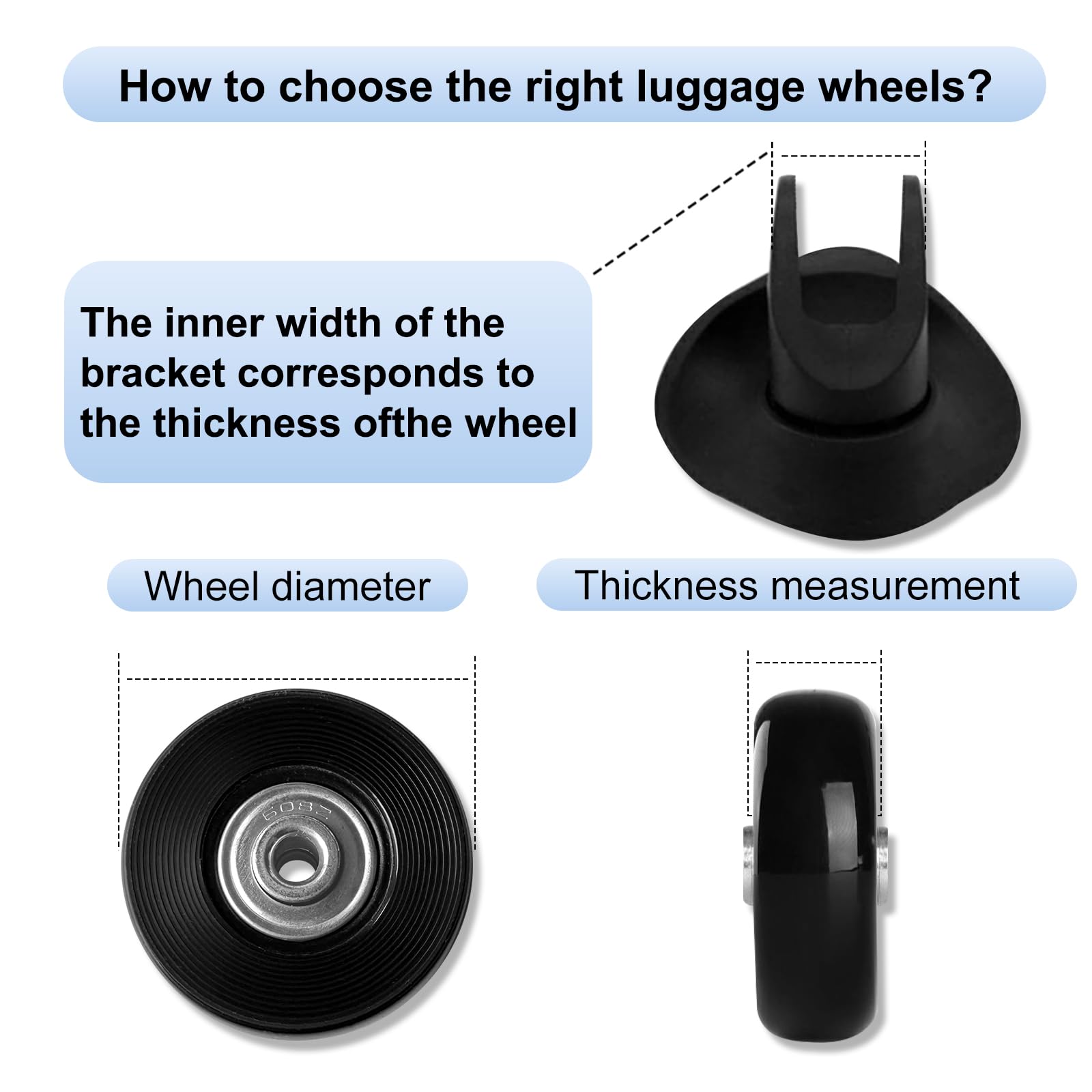 Set Di 4 Ruote Di Ricambio Per Valigie - 50x18 Mm, Gomma Con Cuscinetti, Per Trolley E Carrelli