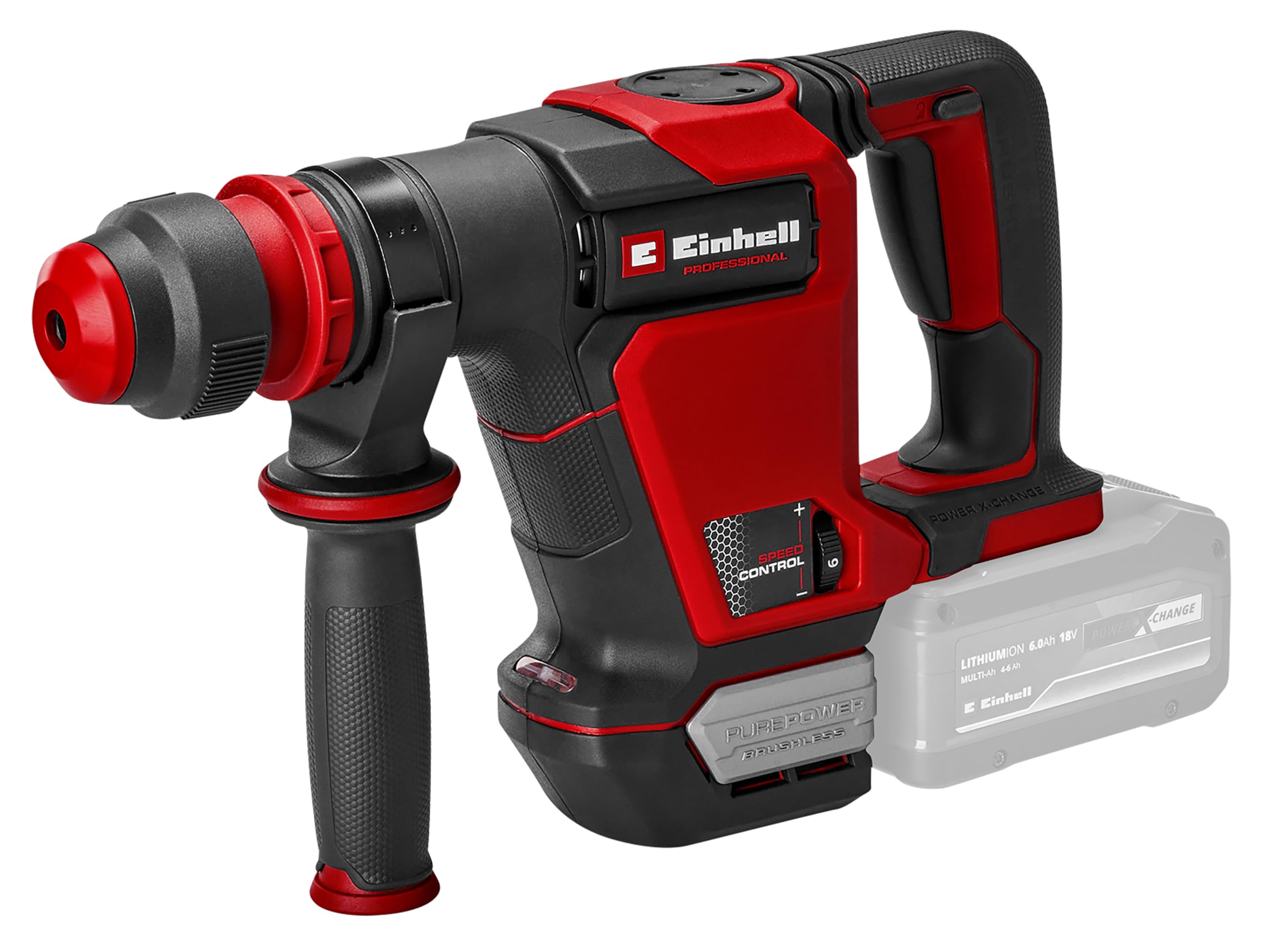 Einhell Profesjonalny bezprzewodowy młot niszczący TP-DH 18/4 Li BL-Solo Power X-Change (18 V, bez węgla, 4J, SDS-Plus, ciągły bieg, z dłutem ostrym i dłutem płaskim + walizka, bez baterii)