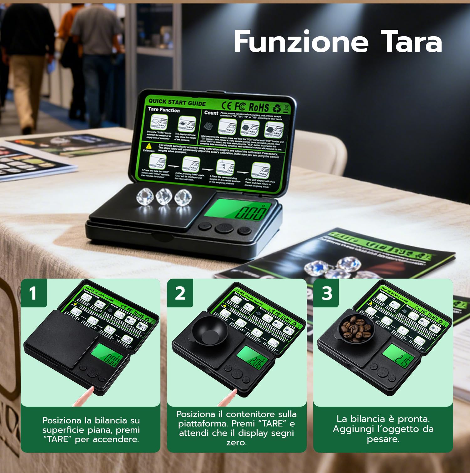 500g/0.01g Bilancia di Precisione, Bilancia Digitale Grammi con Funzione di Tara e 7 Unità di Misura,Mini Bilancia Tascabile Portatile per Gioielli Cucina,Bilancino di Precisione Digitale