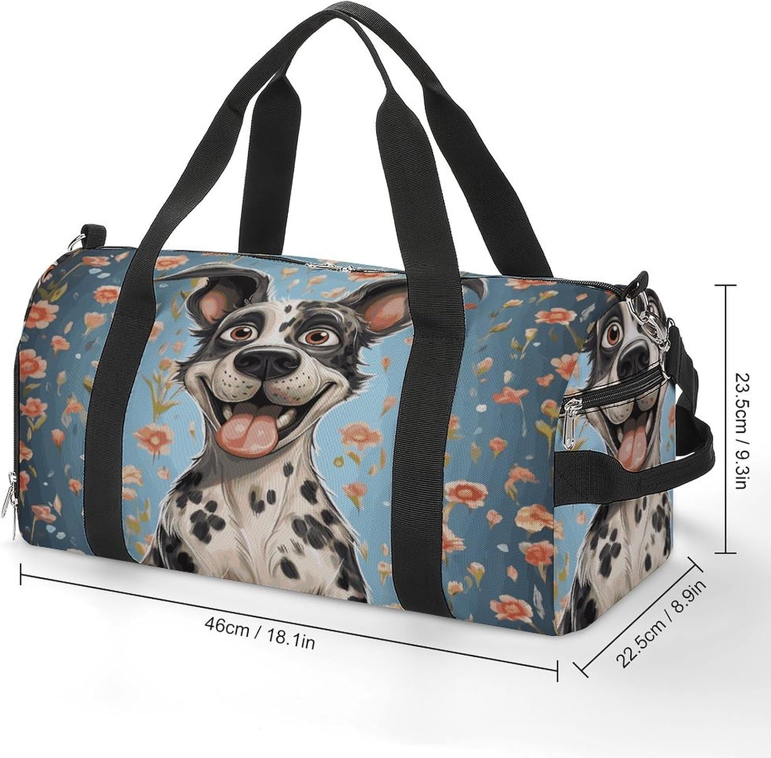 Fun Dogs Barrel Gym Bags for Men And Women, Duffle Bag for Travel Sports Bag Camping Weekend Carry on Overnight Duffel Bag with Shoulder Strap
