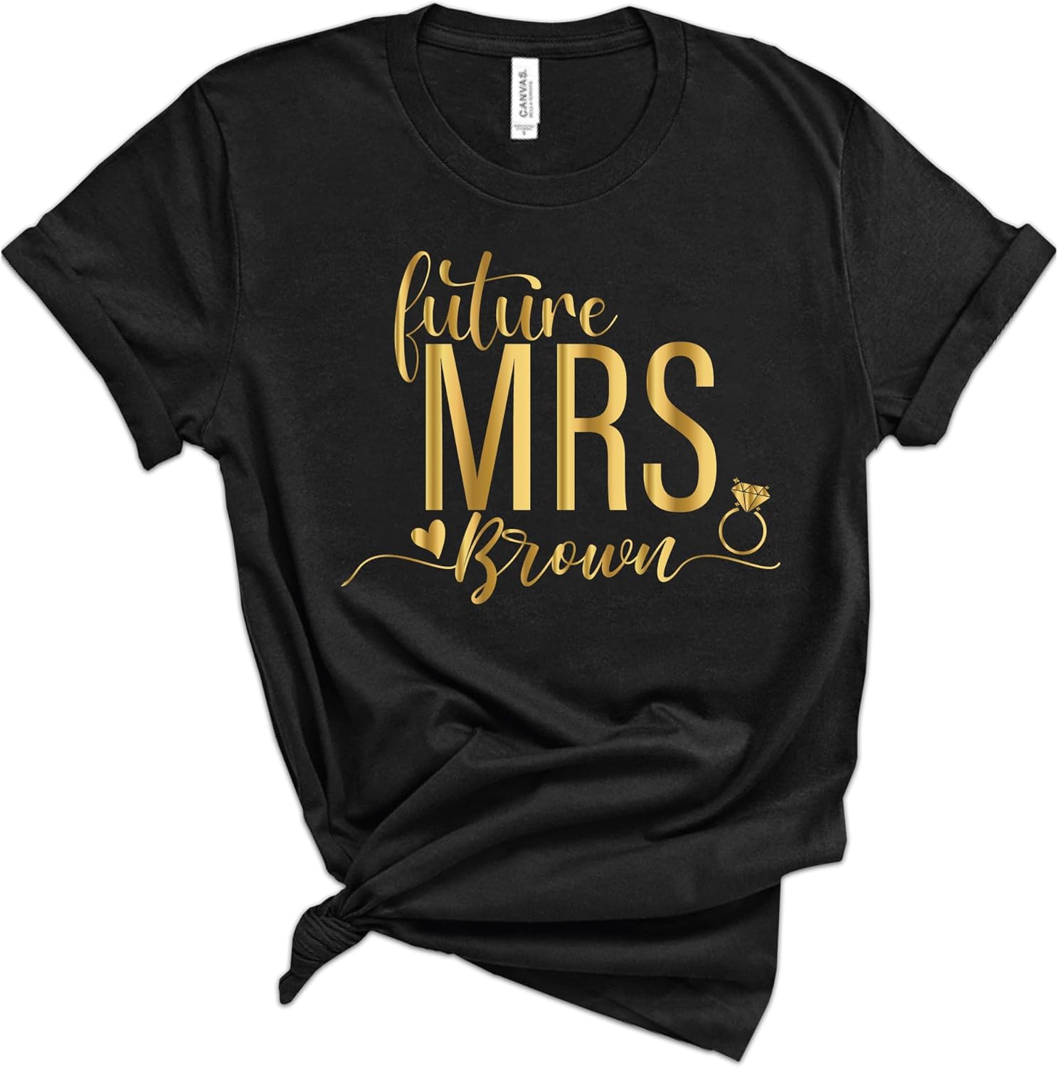 Personalized Bride To Be T-Shirt With Heart And Ring, Customized Engagement Mrs. Shirt With Ring, Bachelorette Party Bride Shirt, Custom Wedding Clothes, Personalized Fiance Tee, Honeymoon T-Shirts - Image 3