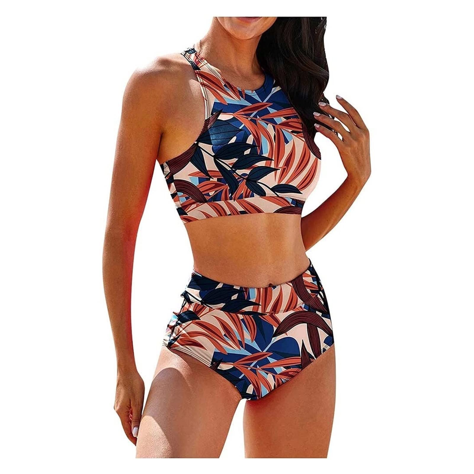 Bikini Set da Donna Costumi da Bagno Sexy Due Pezzi Vita Media Costumi da Bagno A Colori A Contrasto Costume da Bagno Sport Fitness Costumi da Bagno (Color : A, Size : S)