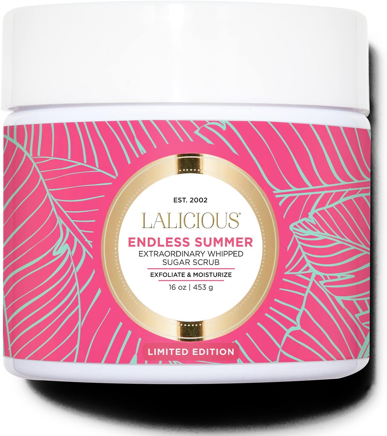 LALICIOUS Endless Summer Exfoliating & Moisturizing Body Scrub | Sugar & Coconut Oil | Pre-Shave Scrub for Ingrown Hairs & Razor Bumps | Gently Buffs & Smooths Sensitive Skin | No Parabens Large 16oz