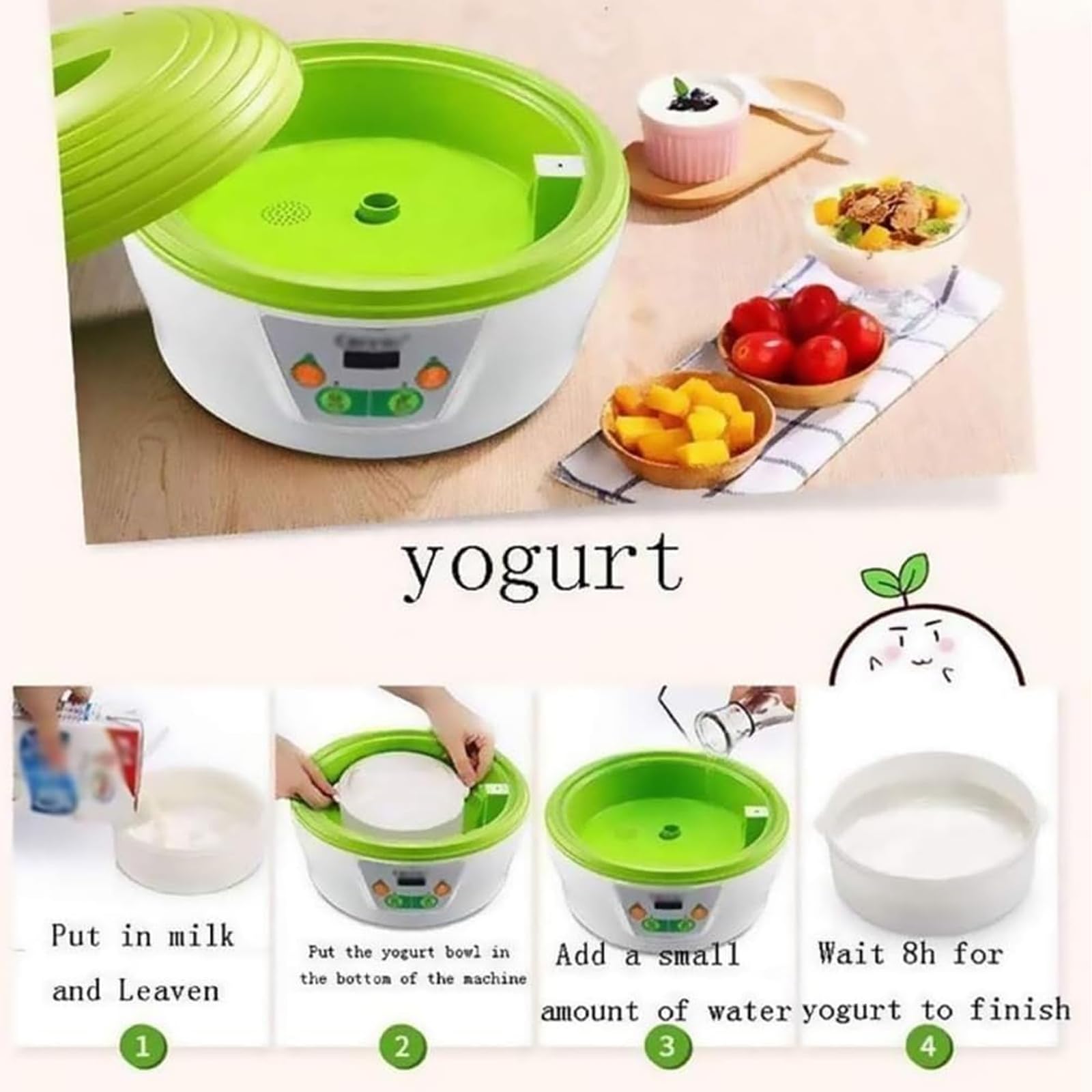 Macchina automatica per germogli di fagioli con serbatoio d'acqua da 1,25 l, spray automatico a 360 °, strumenti elettrici per la germinazione dei semi per la coltivazione domestica