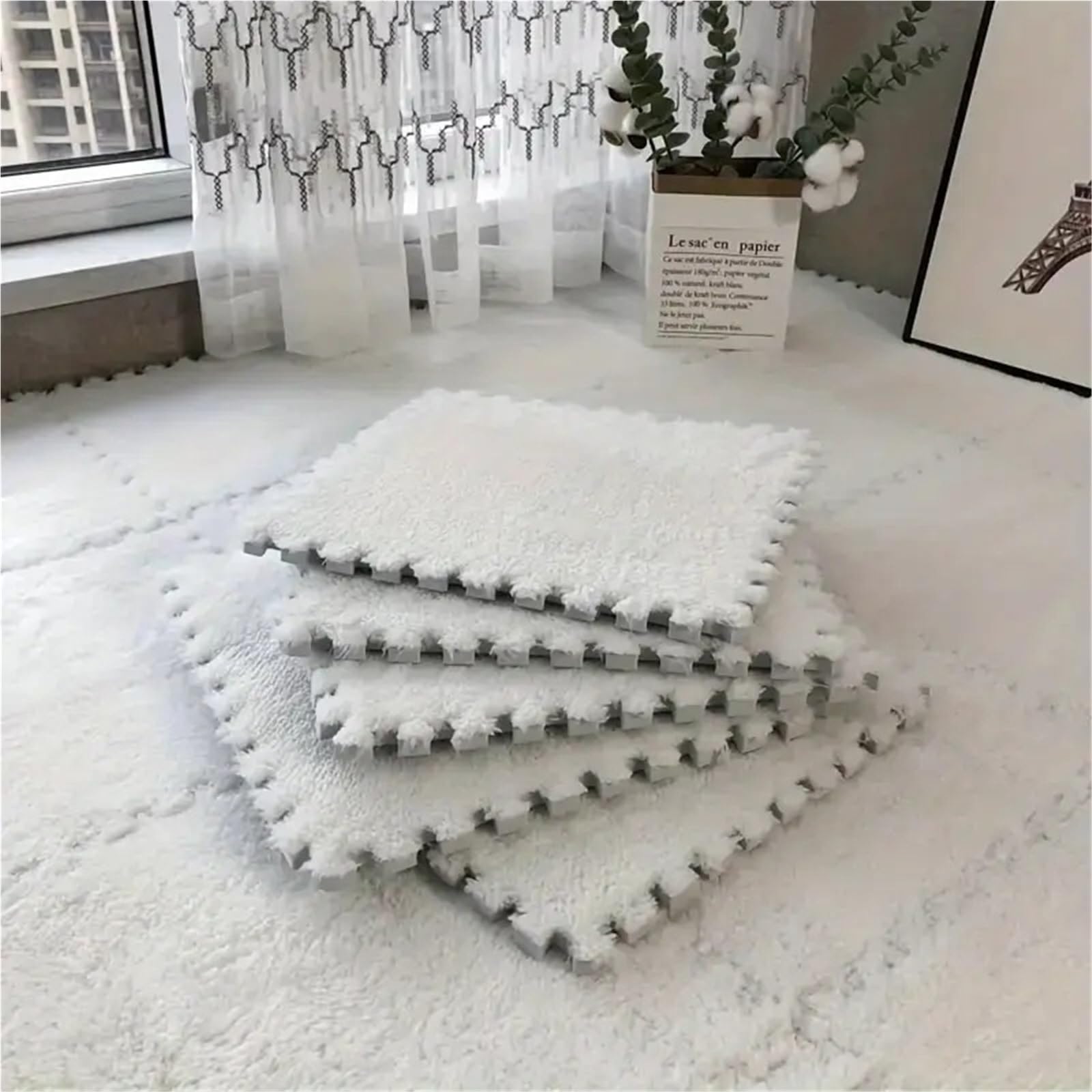 Tappeto Da Fitness A Puzzle 12 tappetini in schiuma soffici ad incastro, 30x30x1 cm, piastrelle in peluche for l'arredamento della camera da letto, sala giochi