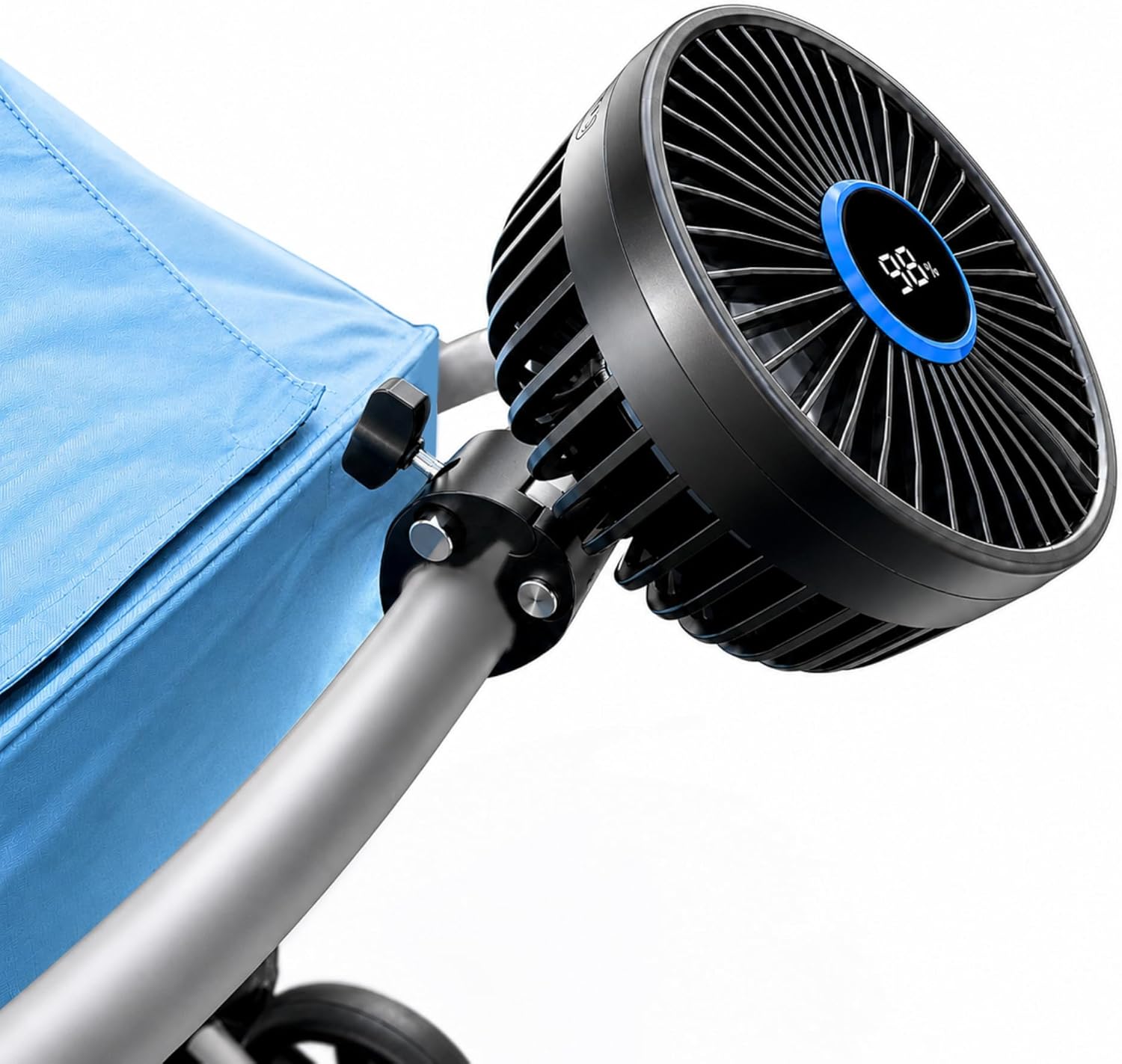 WINDEED Stroller Fan for Parents with Locking Handlebar Clamp, Rechargeable, 3 Speeds, Adjustable Angle - Image 1