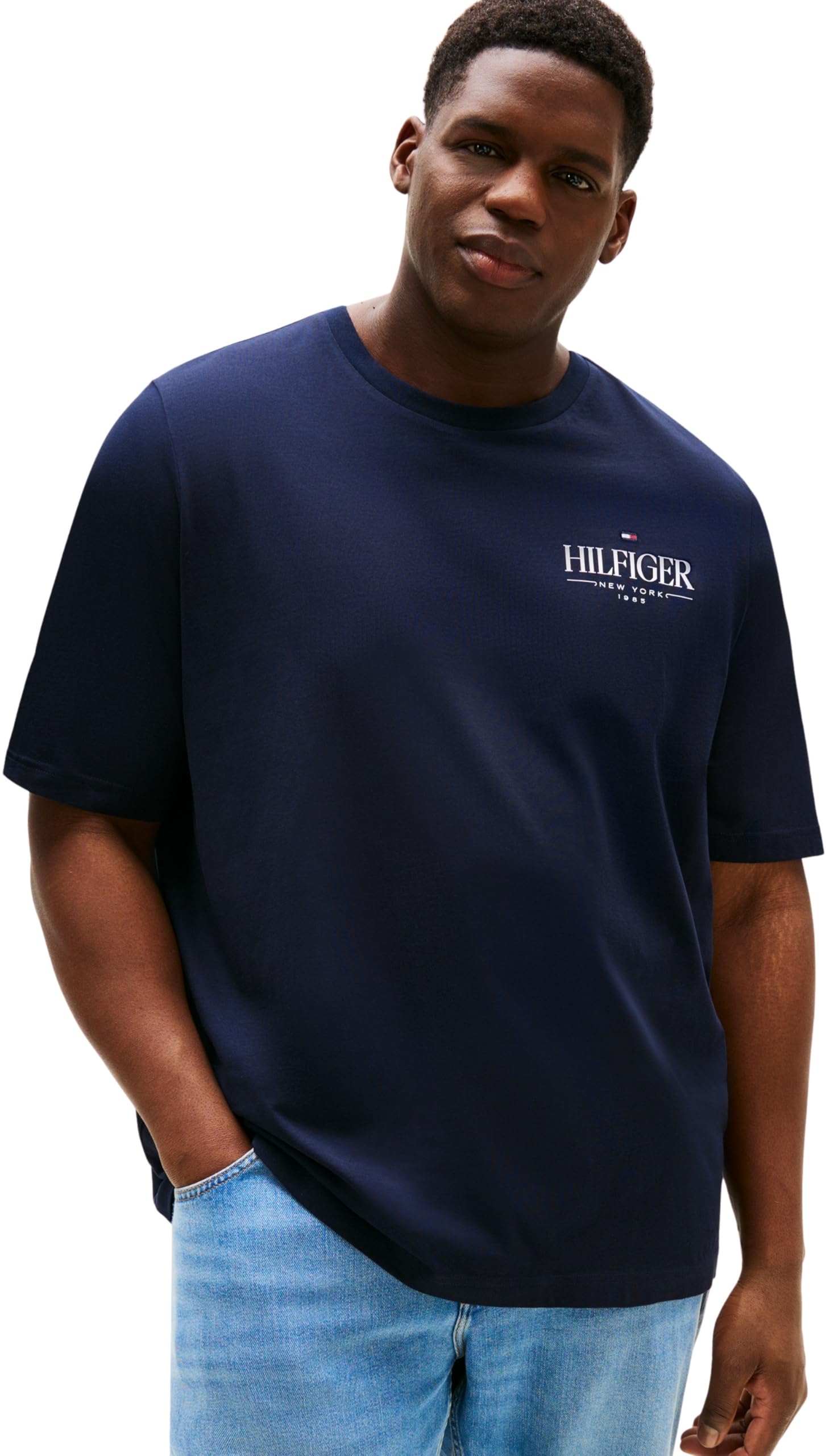Tommy Hilfiger Men's BT-Hilfiger Stack TEE-B MW0MW41235 S/S T-Shirt, Blue (Desert Sky), XXL
