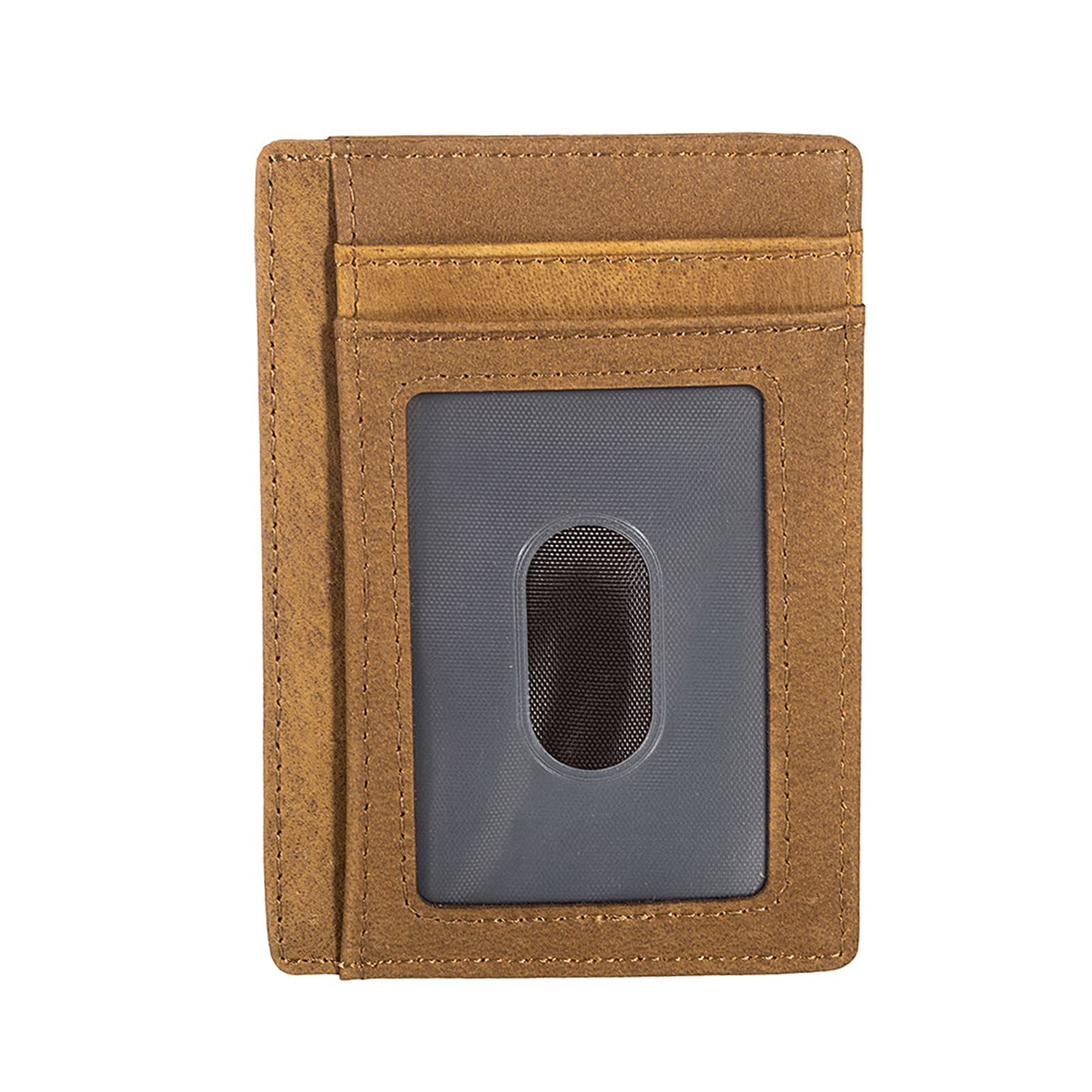 Slim Minimalist Front Pocket RFID Blocking Leather Wallets for Men Women Medium Size, Khaki, One size,