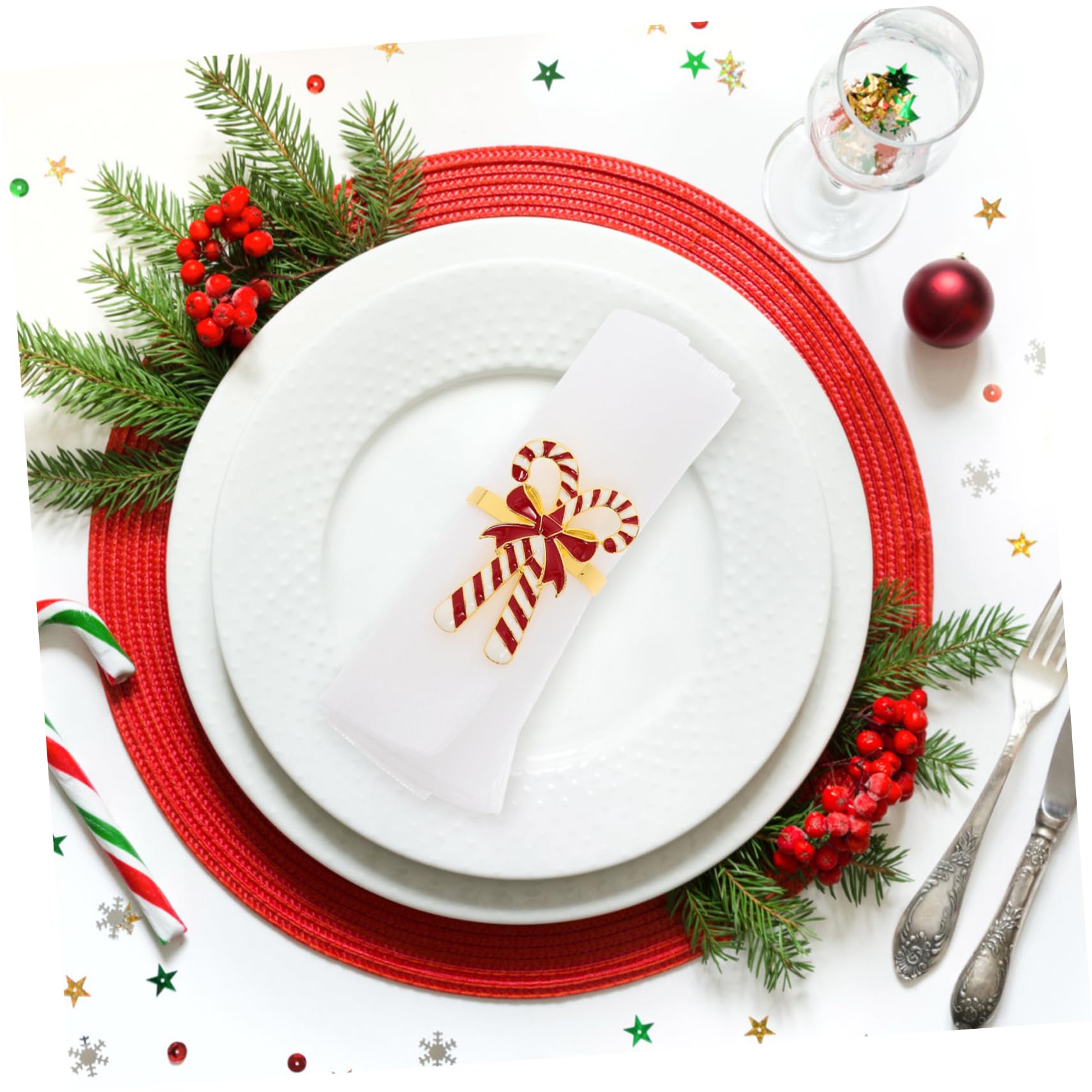 4stücke Weihnachtsserviettenhalter Mit Schleifen-Design Stilvolle Tischdeko Für Festliche Anlässe Zubehör Für Weihnachtsfeiern Und Festliche Abendessen