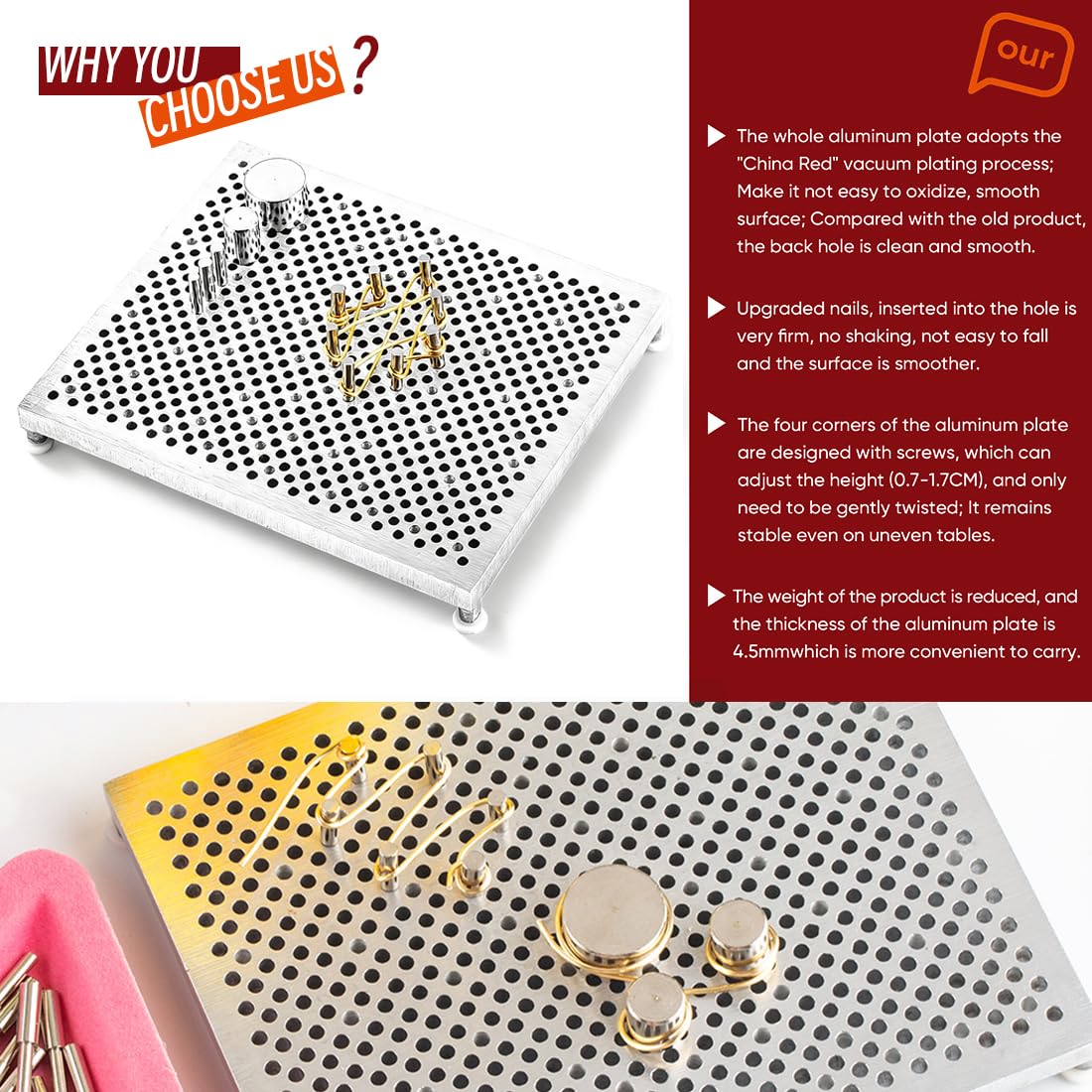 Juego de herramientas para hacer joyas con placa de aluminio (14 x 11,5 cm), placa de alambre para joyas, manualidades y manualidades
