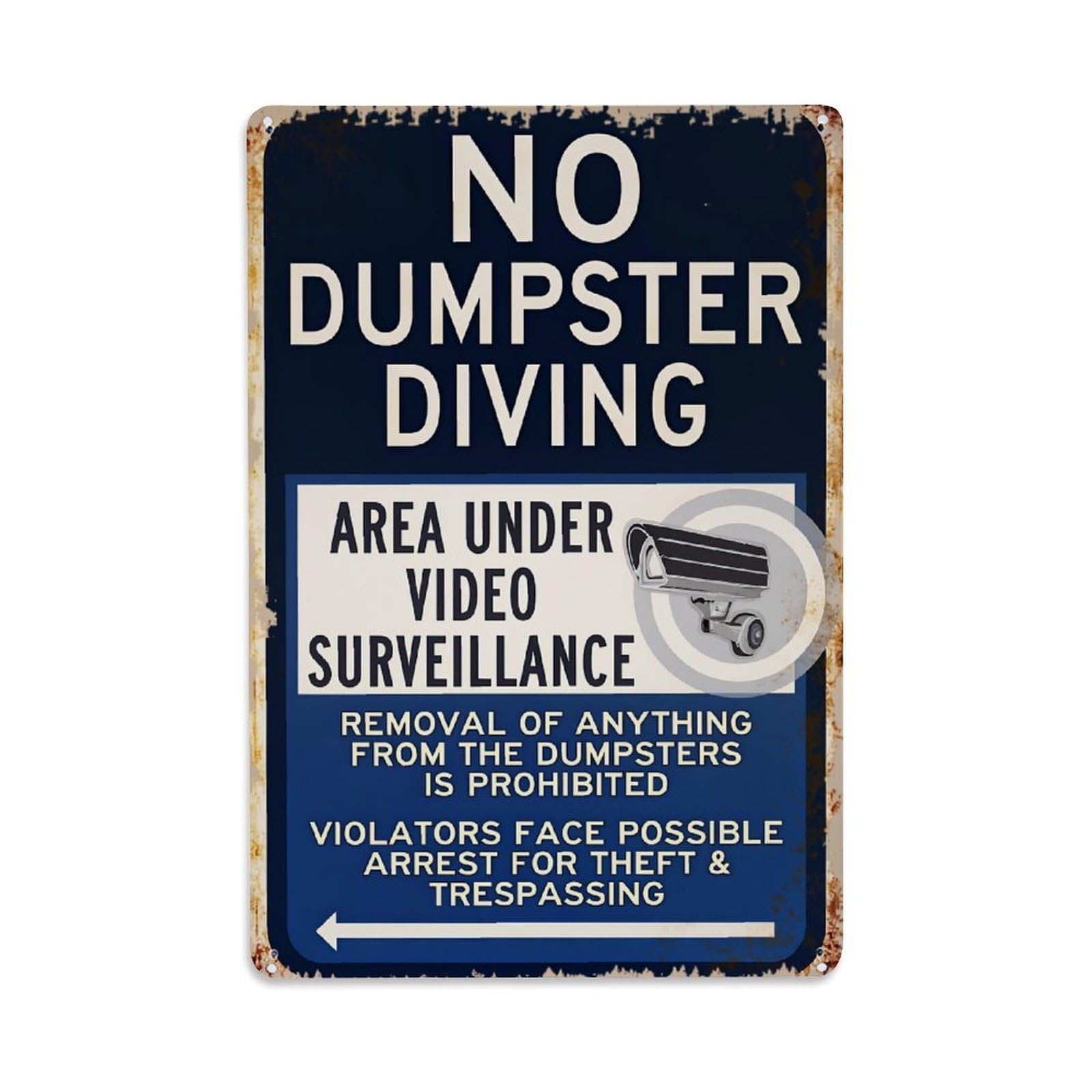Jdfenggu Vintage No Dumpster Diving Sign Retro Metal Tin Sign, Decor Art Poster For Bar, Home, Man Cave, Kitchen, Laundry Room Gift 8X12inch