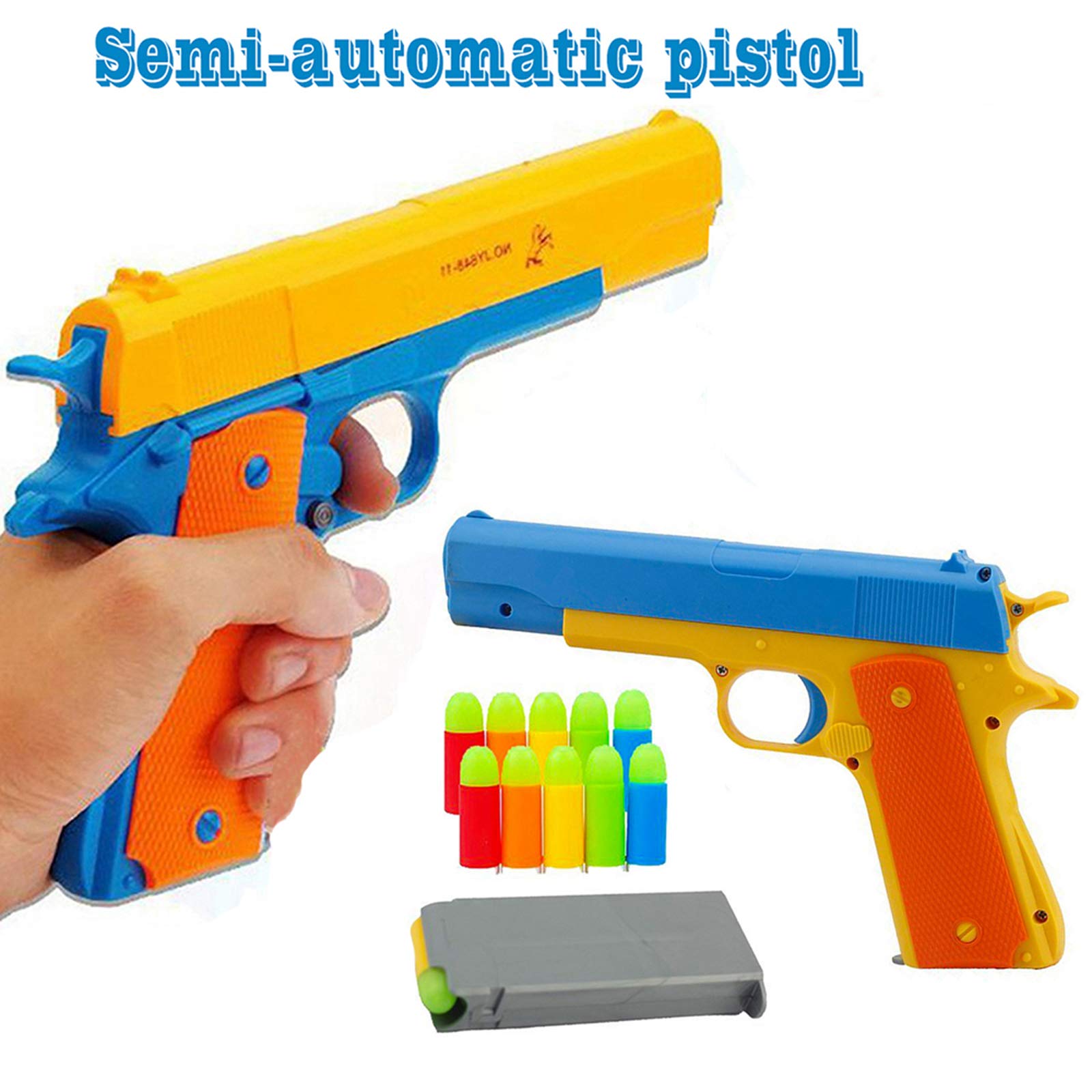 Rivoean Classic Foam Play Toy Guns Colt 1911 Toy Gun with Tactical Colorful Soft Bullets,Real