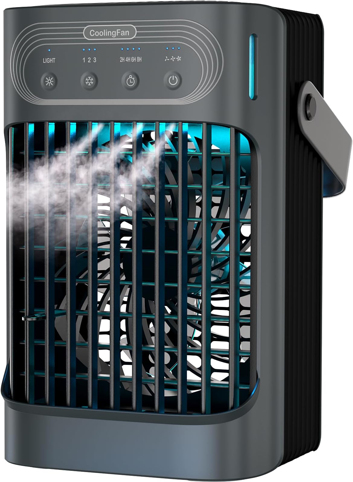 Mini Portable Air Conditioner with 3-Tier High Speed 800ml Extra Large Water Tank, 120° Oscillating Mini Cooler, Operates within 9 Feet, 2/8 Hour Timer for Desk, Home, Bed, Living Room