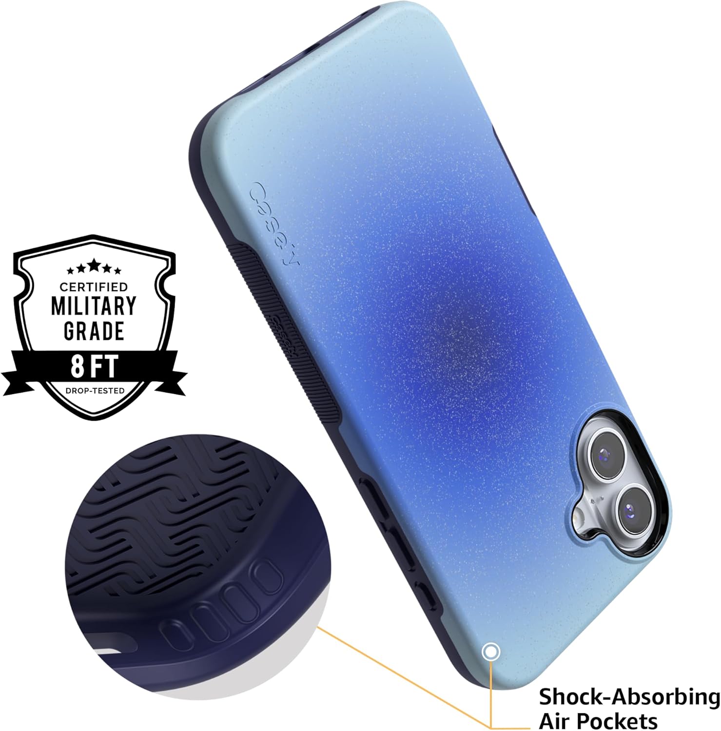 Casely iPhone 16 Case | Cobalt Clarity | Blue Aura | Bold Protective Design | MagSafe Compatible Design