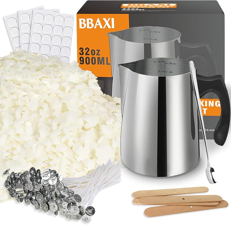 BBAXI Candle Making kit - 32 OZ/900 ML Pouring Pot, 16 OZ Soy Wax