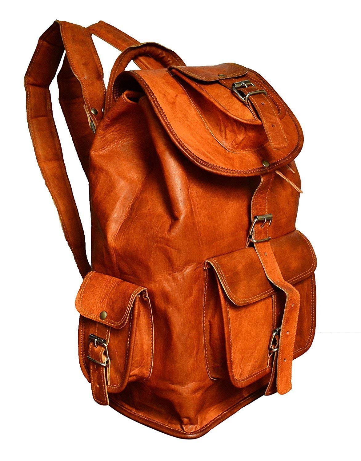 rsn 16 Inch Vintage Brown Genuine Leather Women Backpack Bag-picture-22