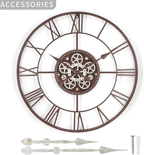 Miniatura 2 de Relojes de pared grandes de 29 pulgadas para decoración de sala de estar con engranajes móviles, reloj de pared grande industrial Steampunk, relojes